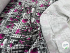 TOILE DE COTON NOBILEST STRETCH IMPRIMÉ GRAPHIQUE PALMIER ROSE - My Little Coupon