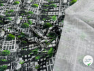 TOILE DE COTON NOBILEST STRETCH IMPRIMÉ GRAPHIQUE PALMIER VERT - My Little Coupon