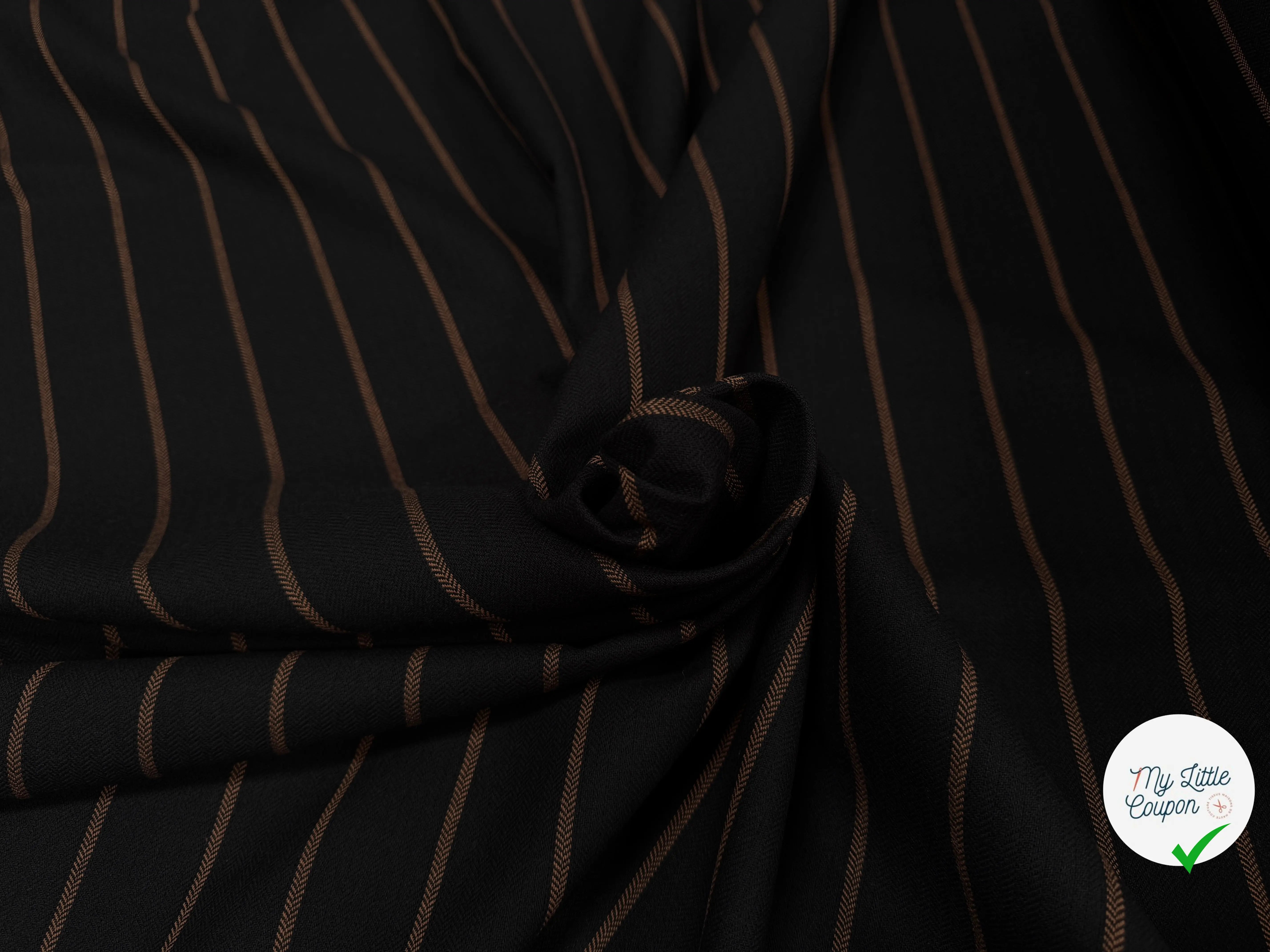 TOILE DE COTON NOIR À RAYURES MARRONS - My Little Coupon