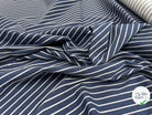 TOILE DE COTON STRETCH À RAYURE BLEU FOND BLANC ENVERS FOND BLEU RAYURE BLANCHE - My Little Coupon