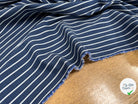 TOILE DE COTON STRETCH À RAYURE BLEU FOND BLANC ENVERS FOND BLEU RAYURE BLANCHE - My Little Coupon