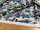 TOILE DE COTON STRETCH IMPRIMÉ TOILE DE JOUY BLEU CHUPITO TEATIME BLEU - My Little Coupon