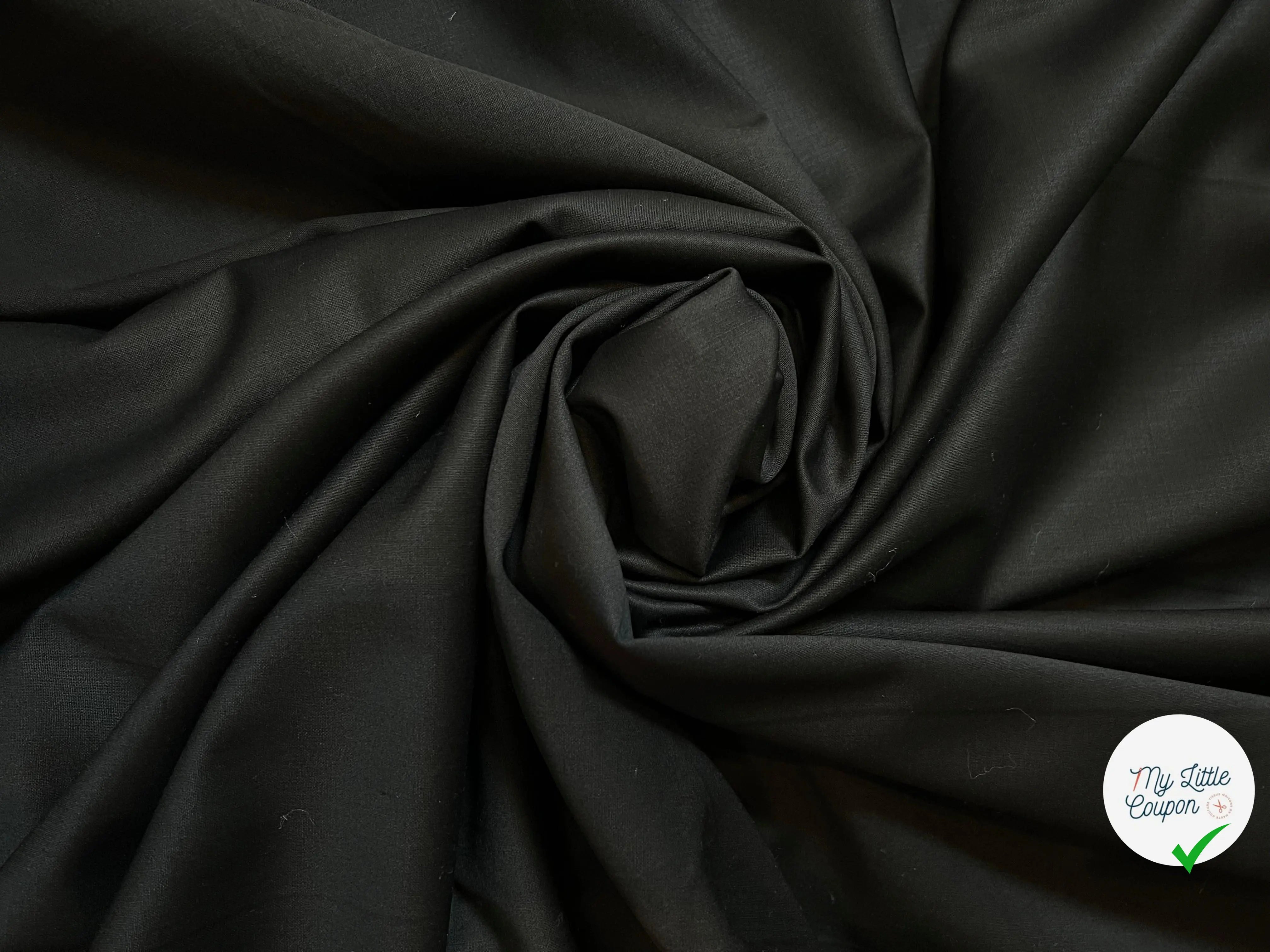 TOILE DE LAINE EXTENSIBLE NOIR 94% LAINE - coupon de 3 mètres - My Little Coupon - tissu - coudre