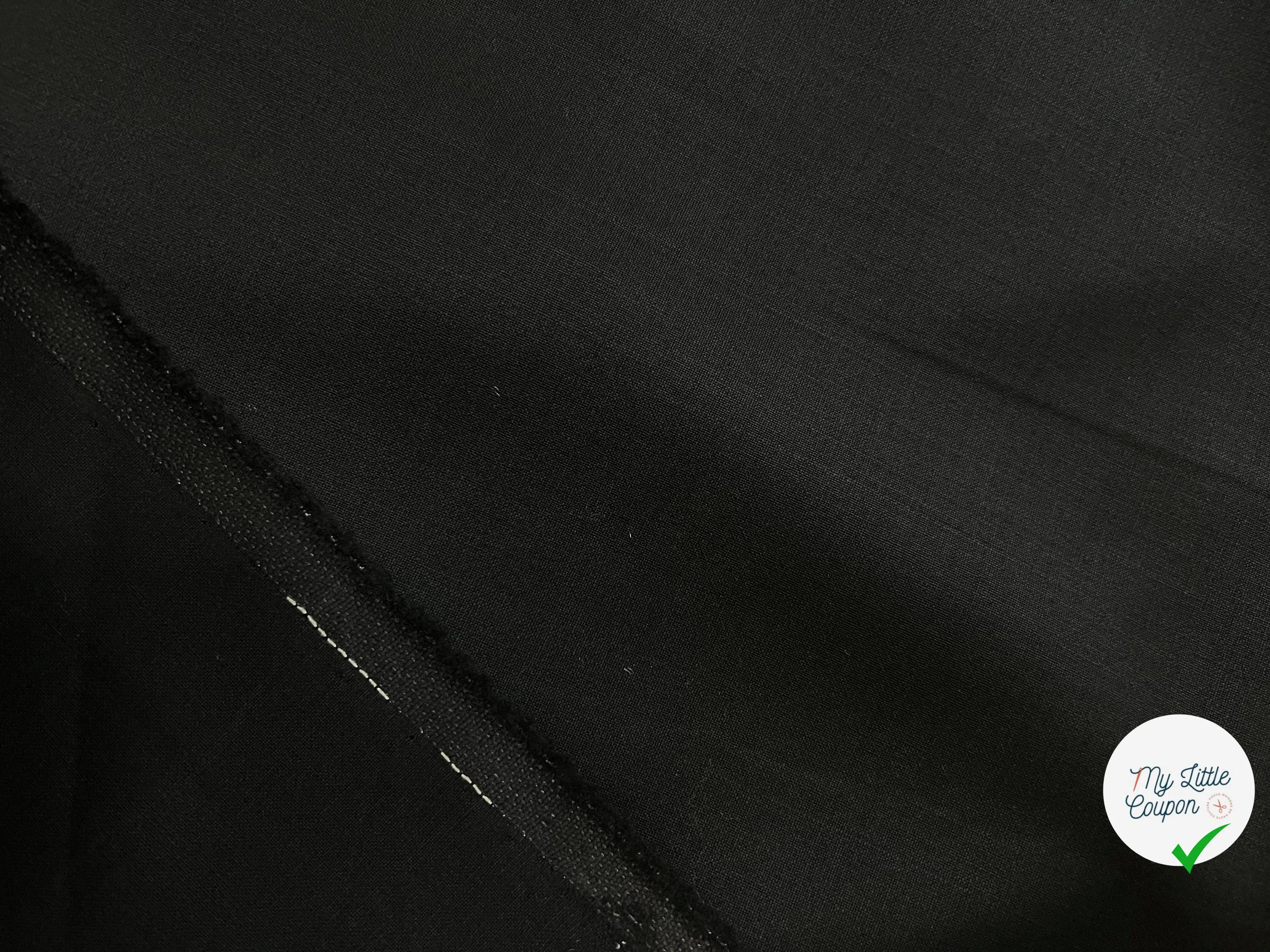 TOILE DE LAINE EXTENSIBLE NOIR 94% LAINE - coupon de 3 mètres - My Little Coupon - tissu - coudre