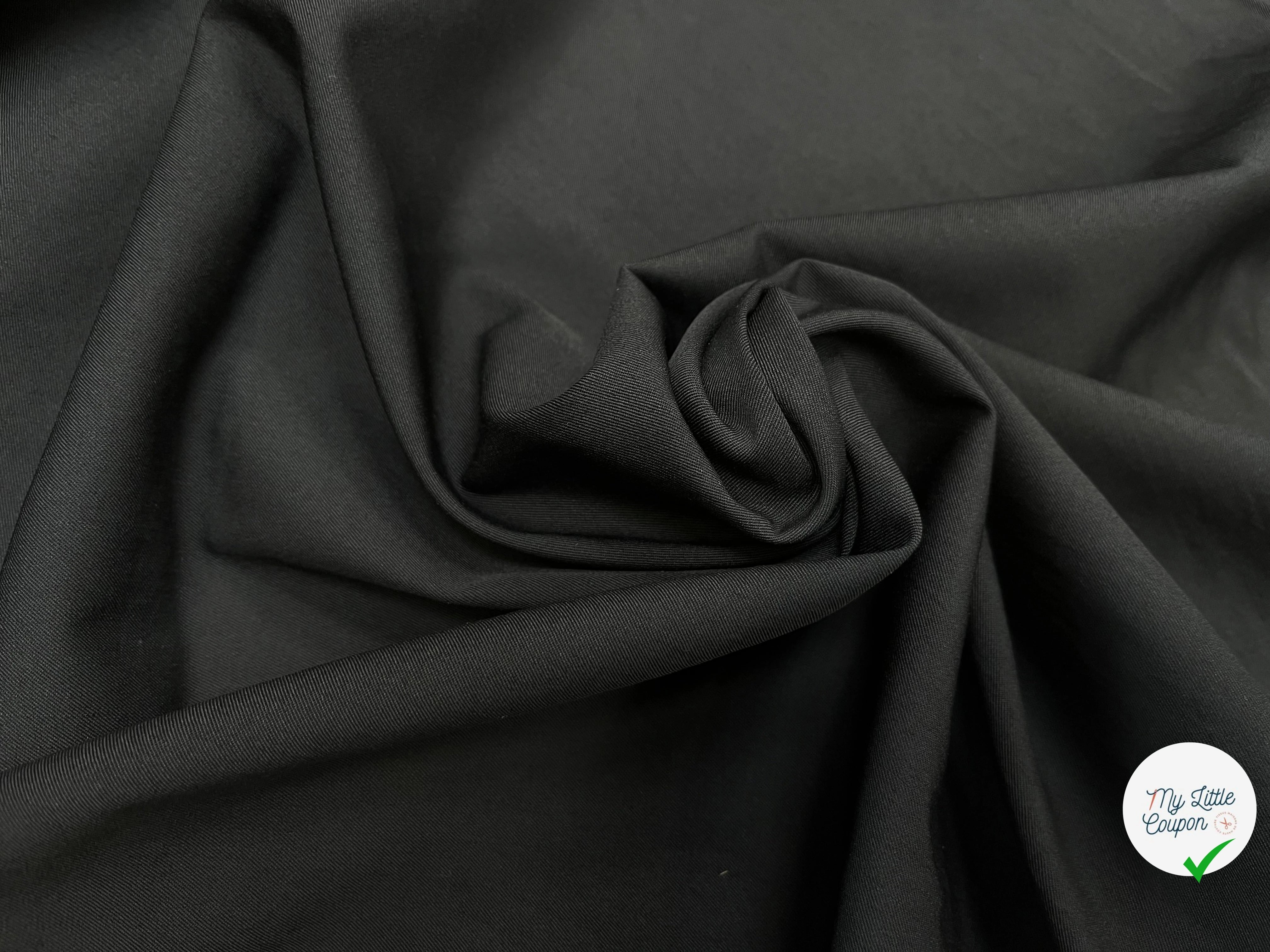 TOILE DE LAINE FINEMENT SERGÉE 95% LAINE NOIR 140CM - My Little Coupon