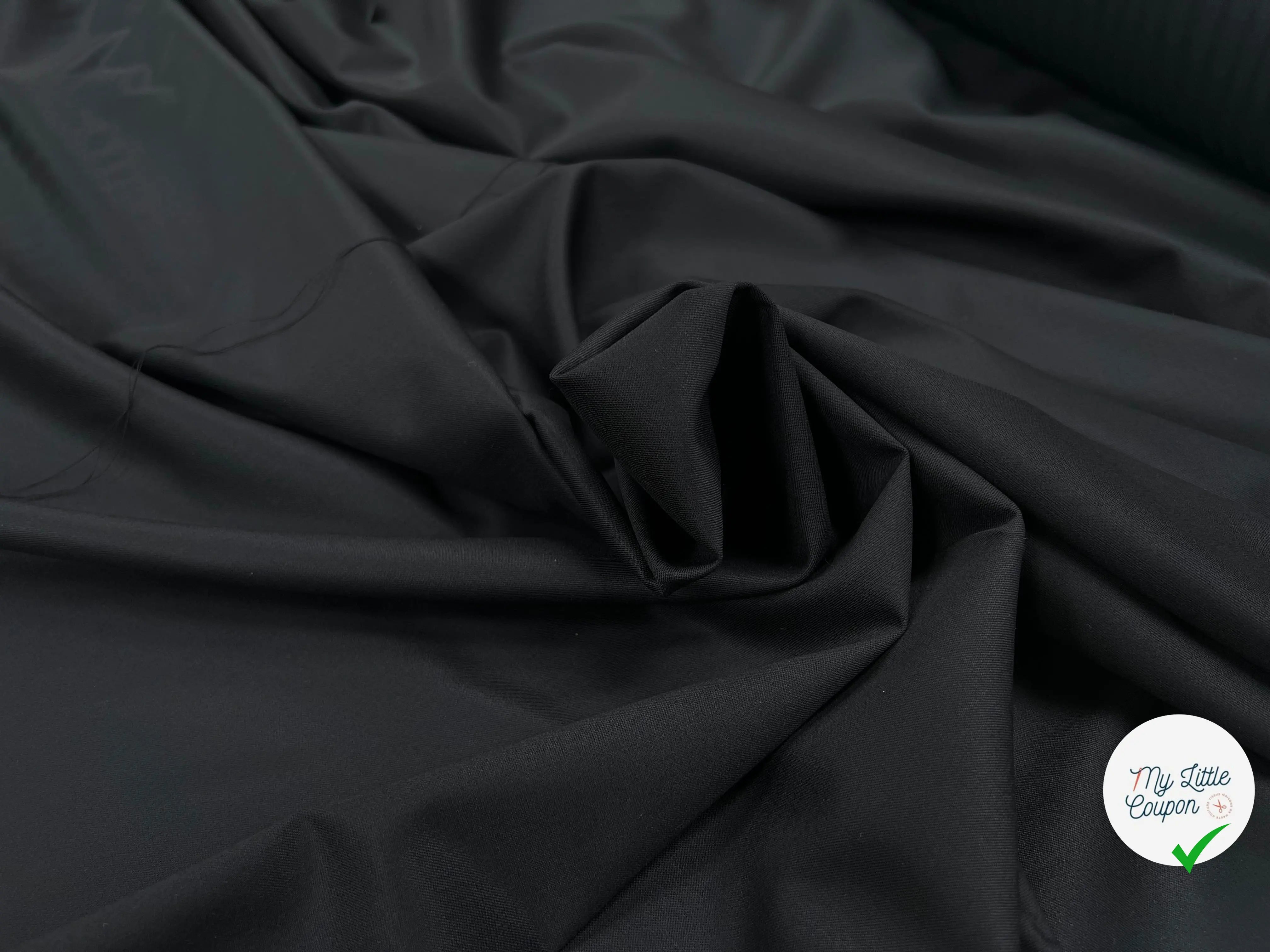 TOILE DE LAINE STRETCH NOIR UNI - My Little Coupon