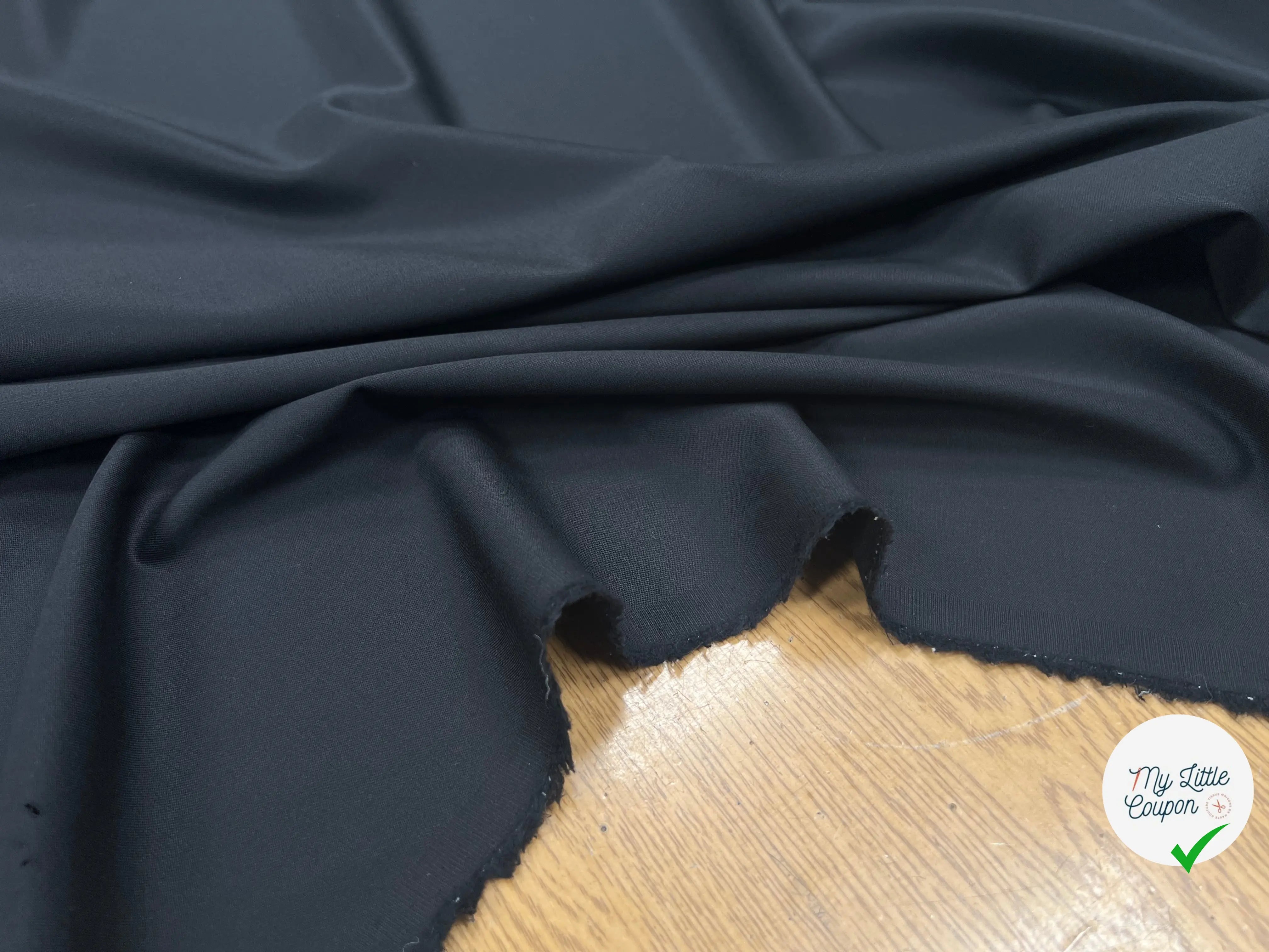 TOILE DE LAINE STRETCH NOIR UNI - My Little Coupon
