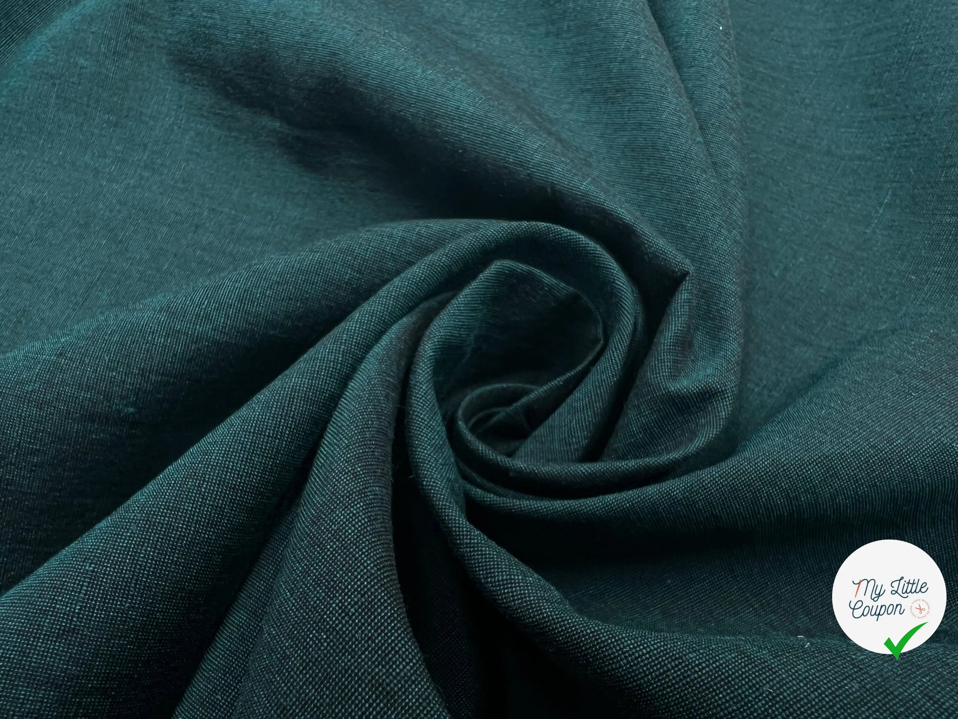 TOILE DE LIN ET SOIE VERT EMERAUDE - My Little Coupon - tissu - coudre