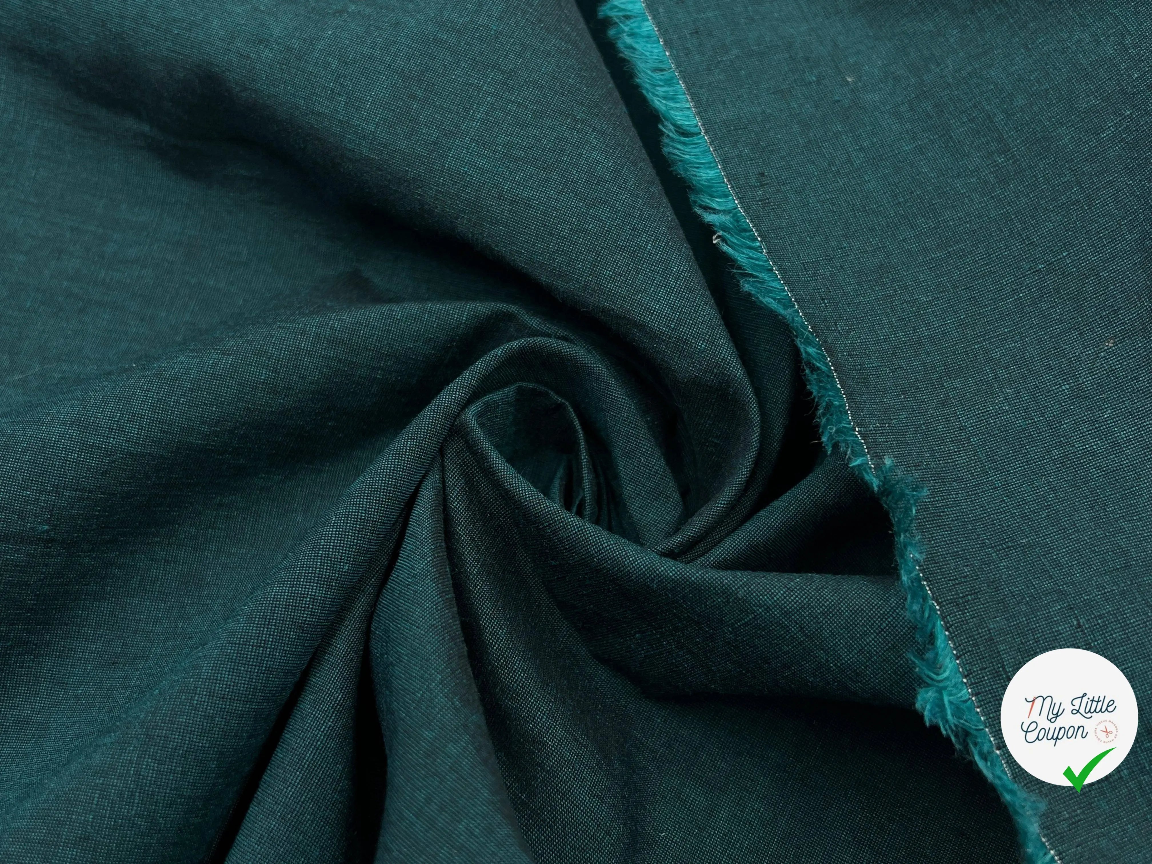TOILE DE LIN ET SOIE VERT EMERAUDE - My Little Coupon - tissu - coudre