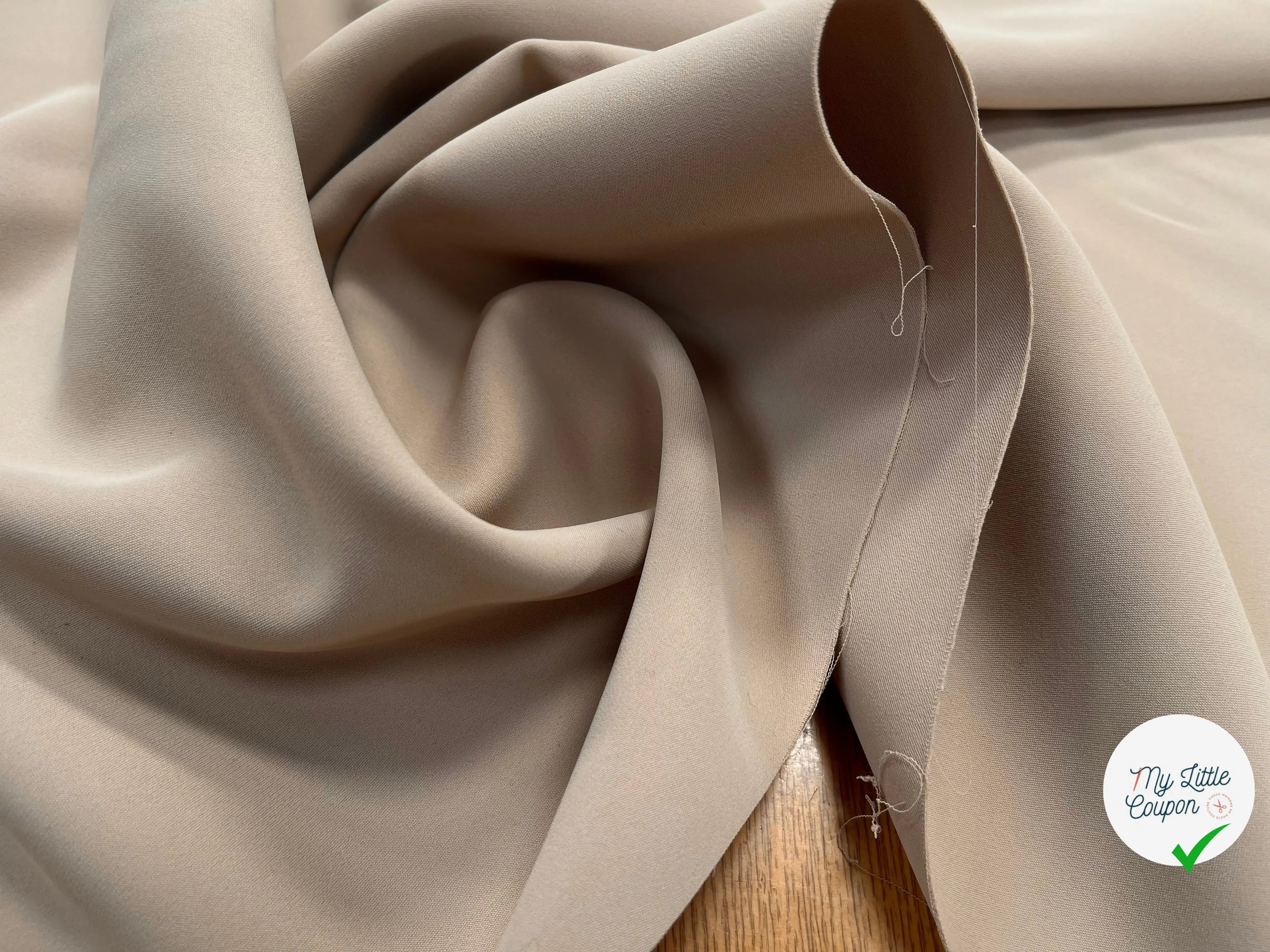 TOILE DOUBLE ETTOFE BEIGE SABLE STRETCH - My Little Coupon