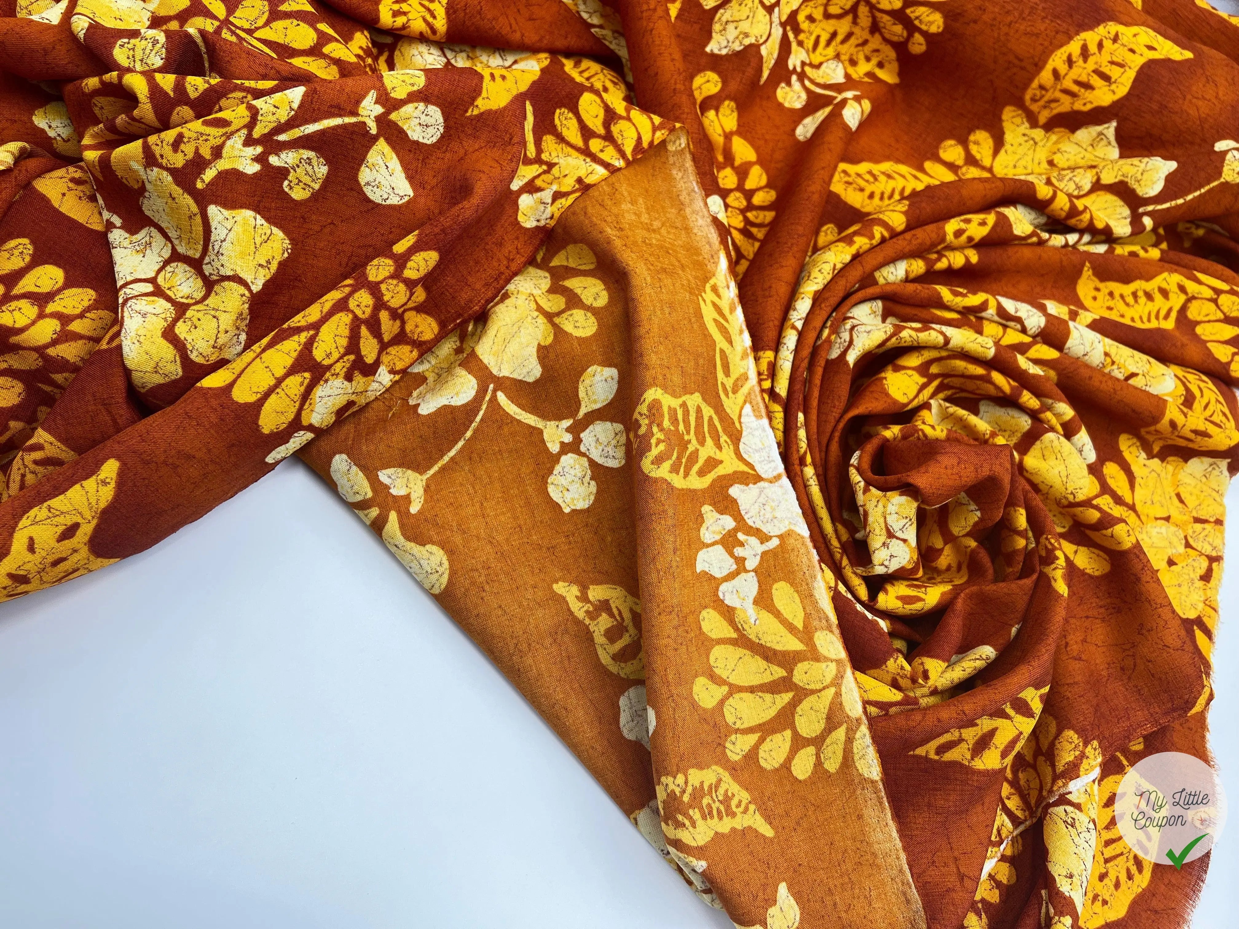 TOILE DOUPIONNÉE IMPRIMÉE SAFRAN ET ROUILLE - My Little Coupon - tissu - coudre