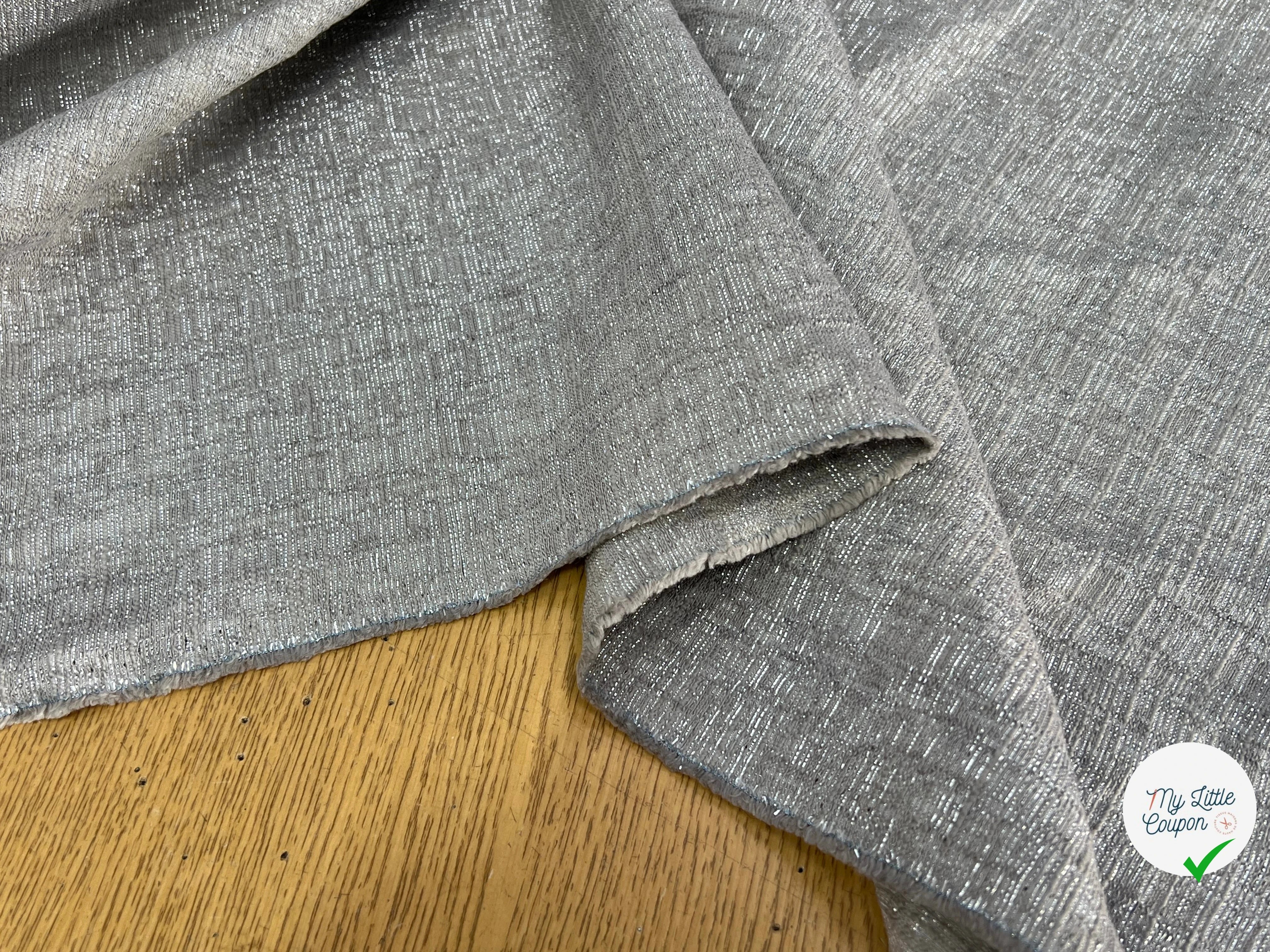 TOILE FIL À FIL TEXTURÉE BEIGE FILS ARGENTÉ - My Little Coupon