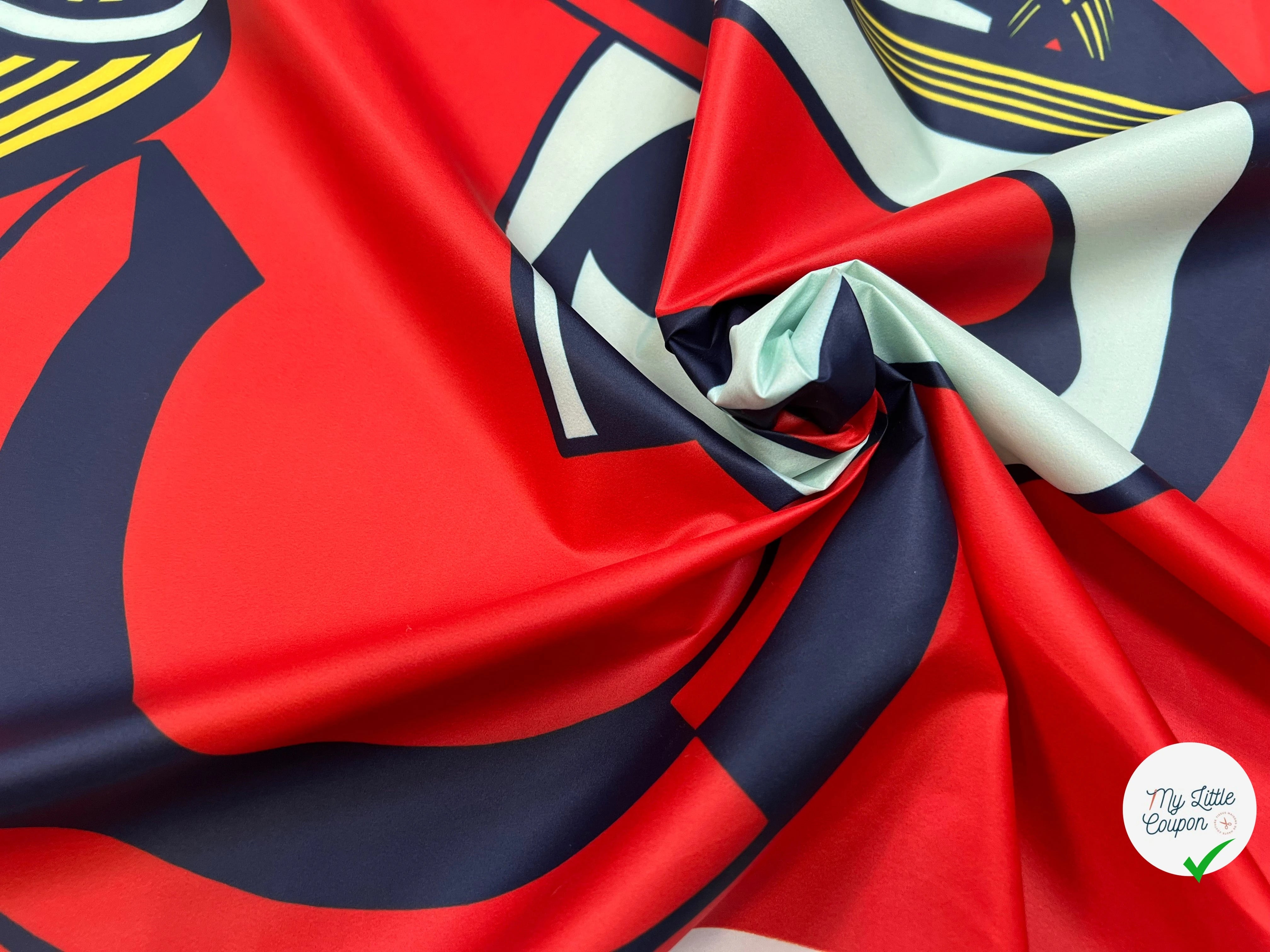 TOILE FOND ROUGE MOTIF ABSTRAIT 152CM - My Little Coupon