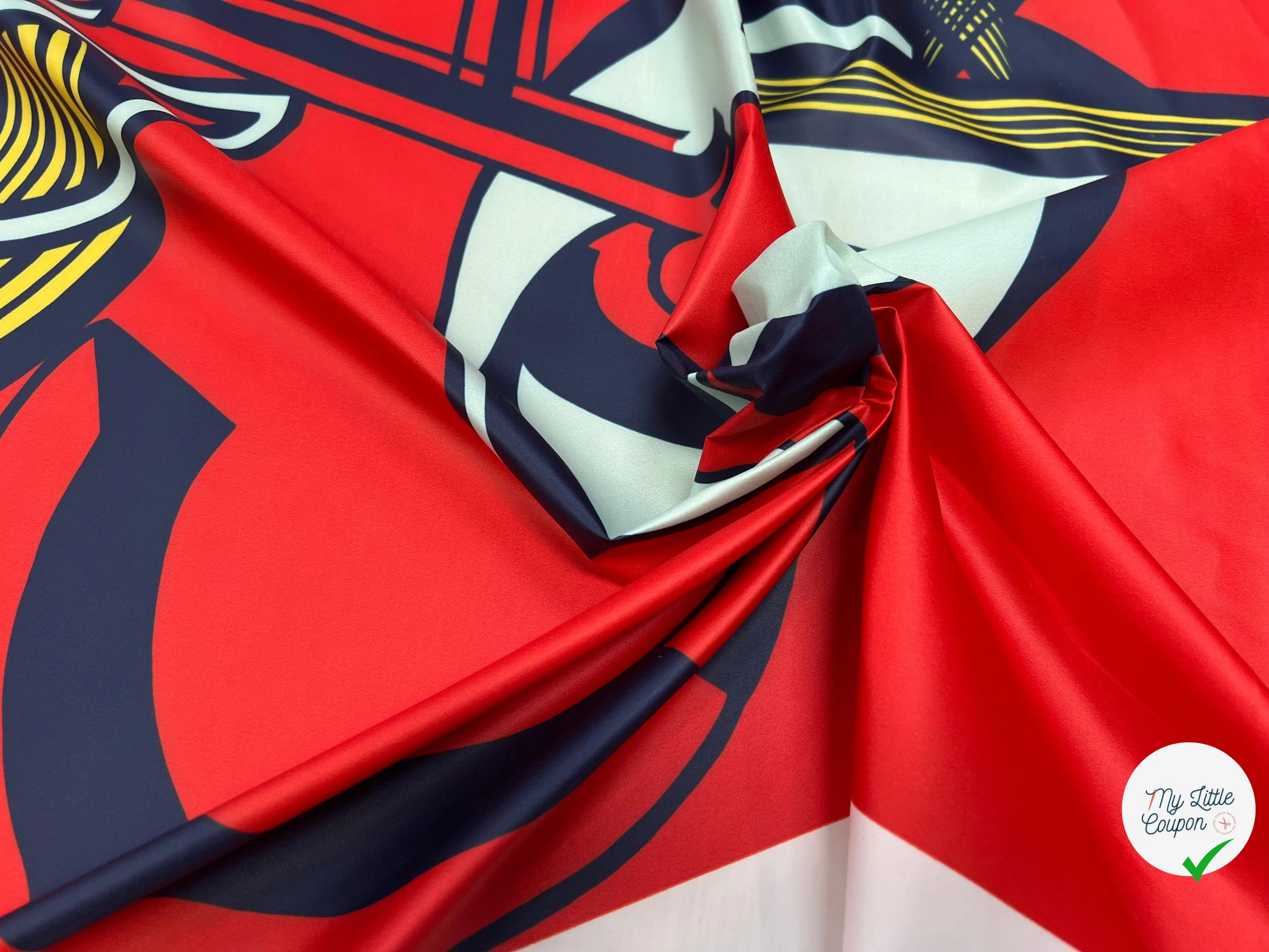 TOILE FOND ROUGE MOTIF ABSTRAIT 152CM - My Little Coupon