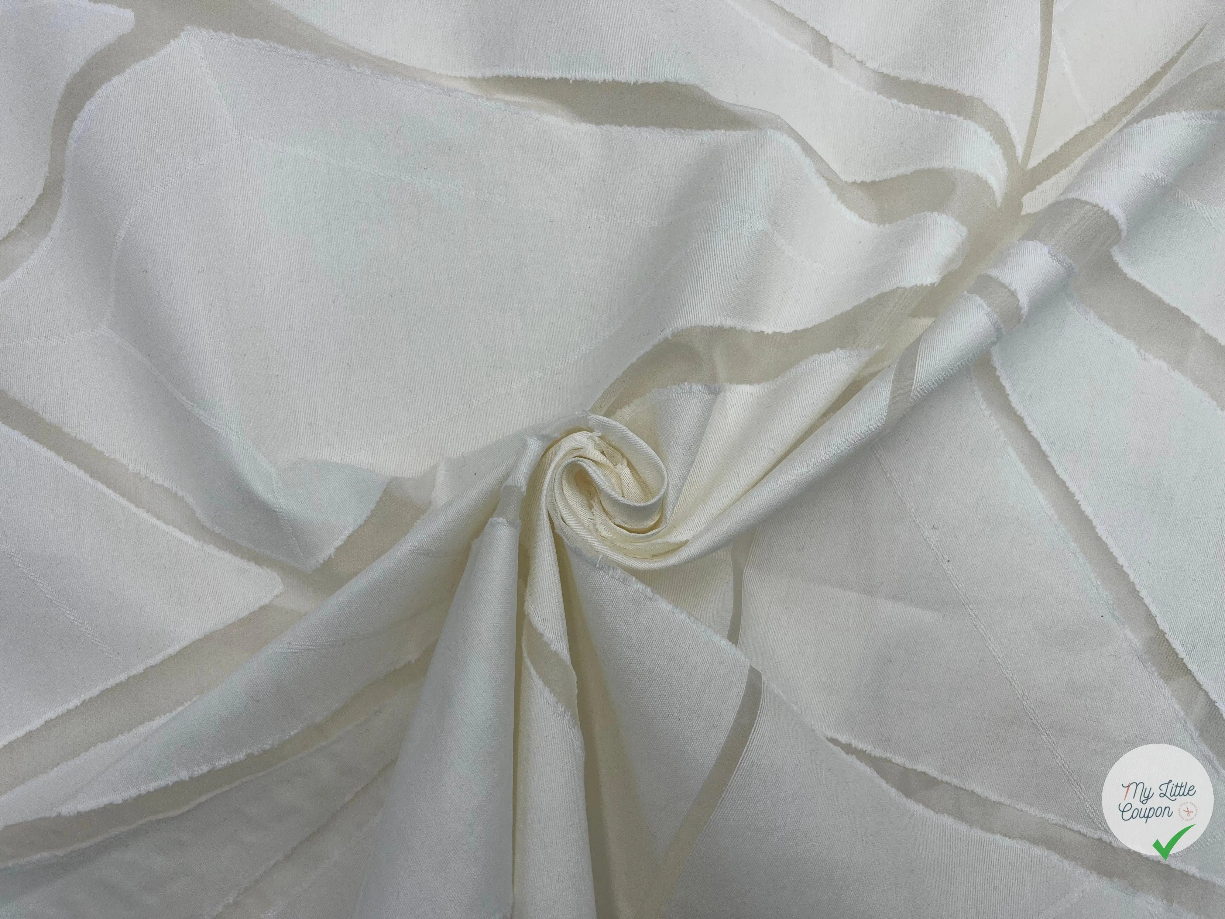 TOILE GÉOMÉTRIQUE FIL COUPÉ BLANC - coupon de tissu de 3 mètres - My Little Coupon - tissu - coudre