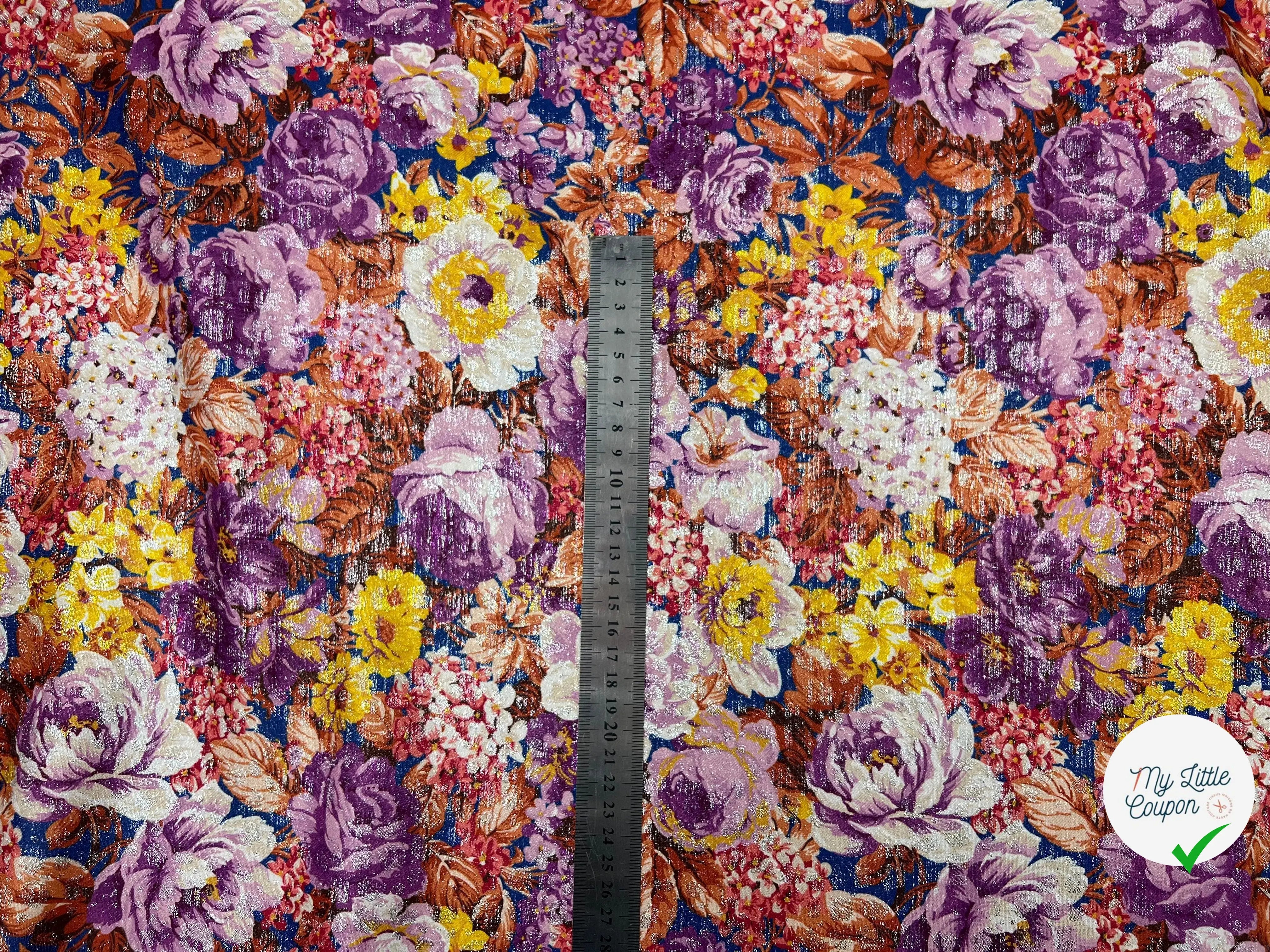 TOILE IMPRIMÉ SCINTILLANTE BOUQUET MÉTALLISÉ - My Little Coupon - tissu - coudre