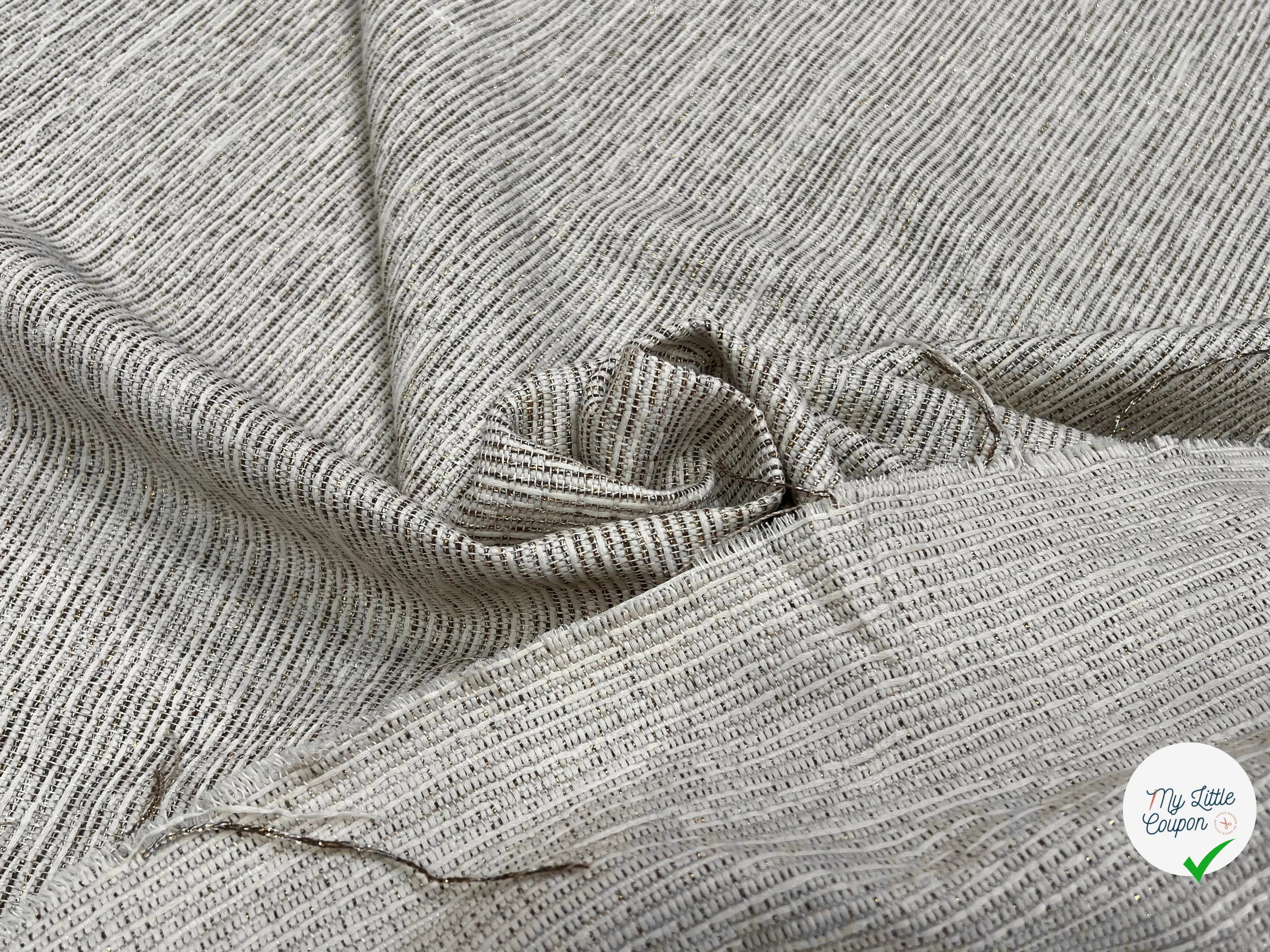 TOILE JACQUARD ÉCRU LÉGÈREMENT DORÉE - My Little Coupon