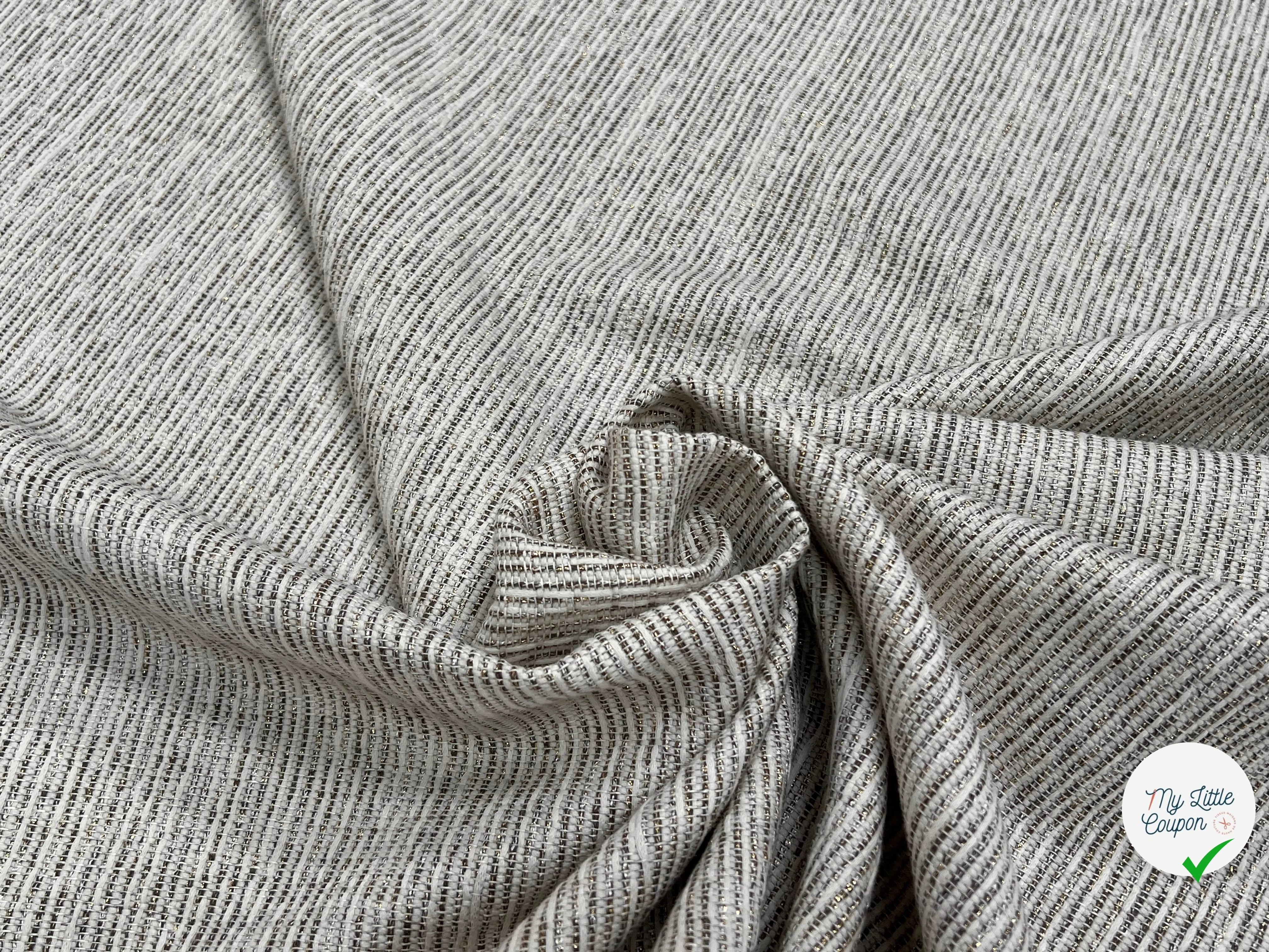 TOILE JACQUARD ÉCRU LÉGÈREMENT DORÉE - My Little Coupon