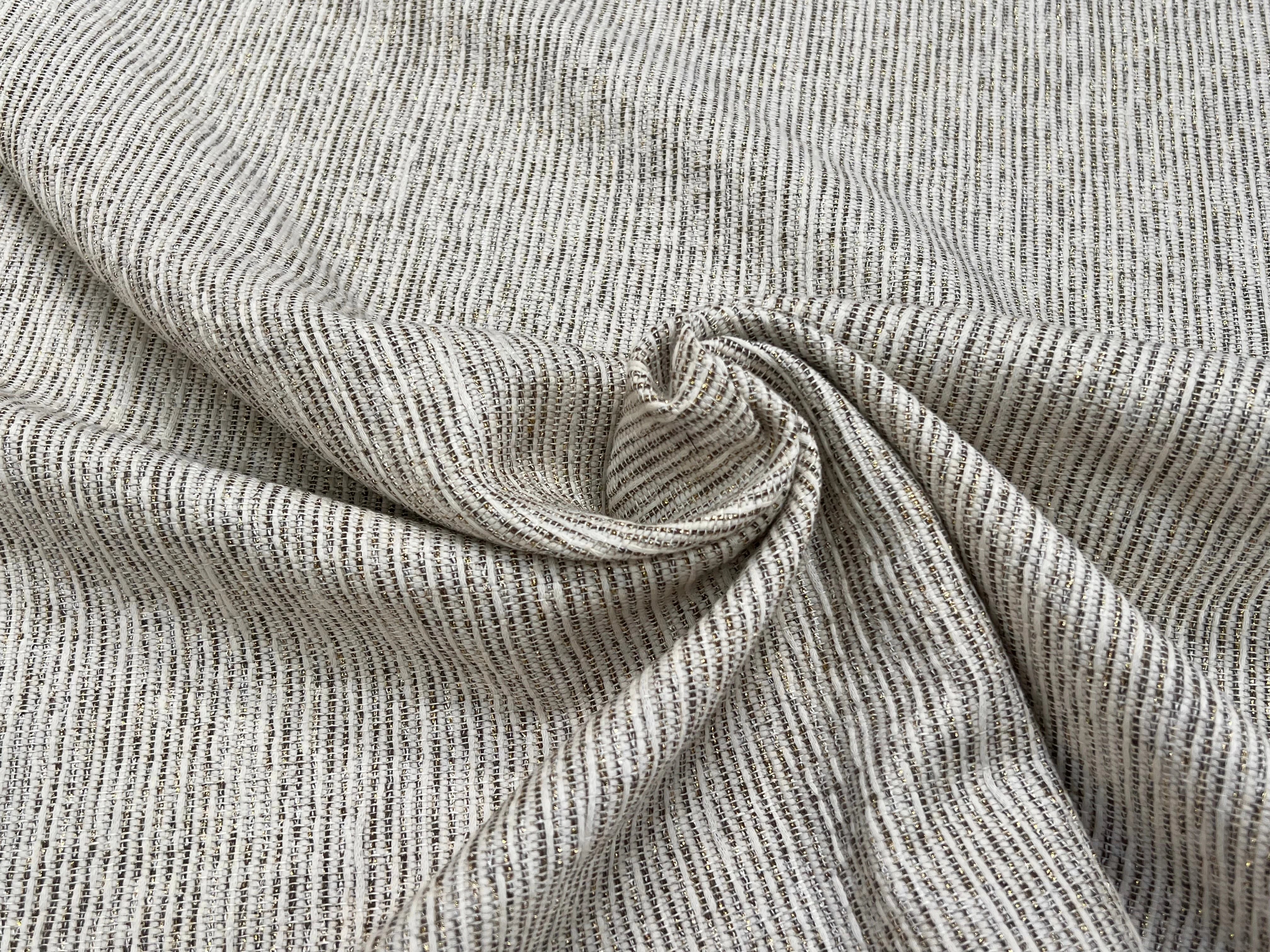 TOILE JACQUARD ÉCRU LÉGÈREMENT DORÉE - My Little Coupon