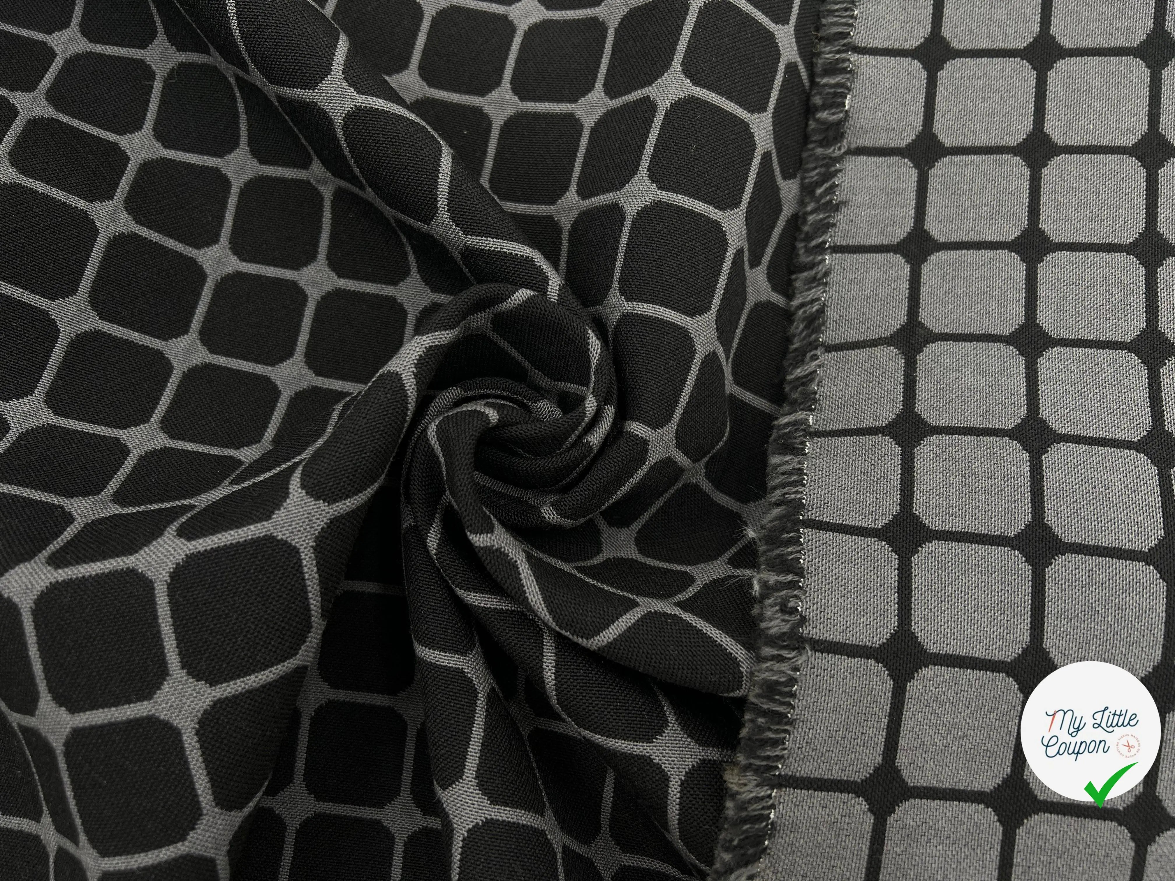TOILE JACQUARD LUCARNE GRIS ET NOIR - My Little Coupon - tissu - coudre