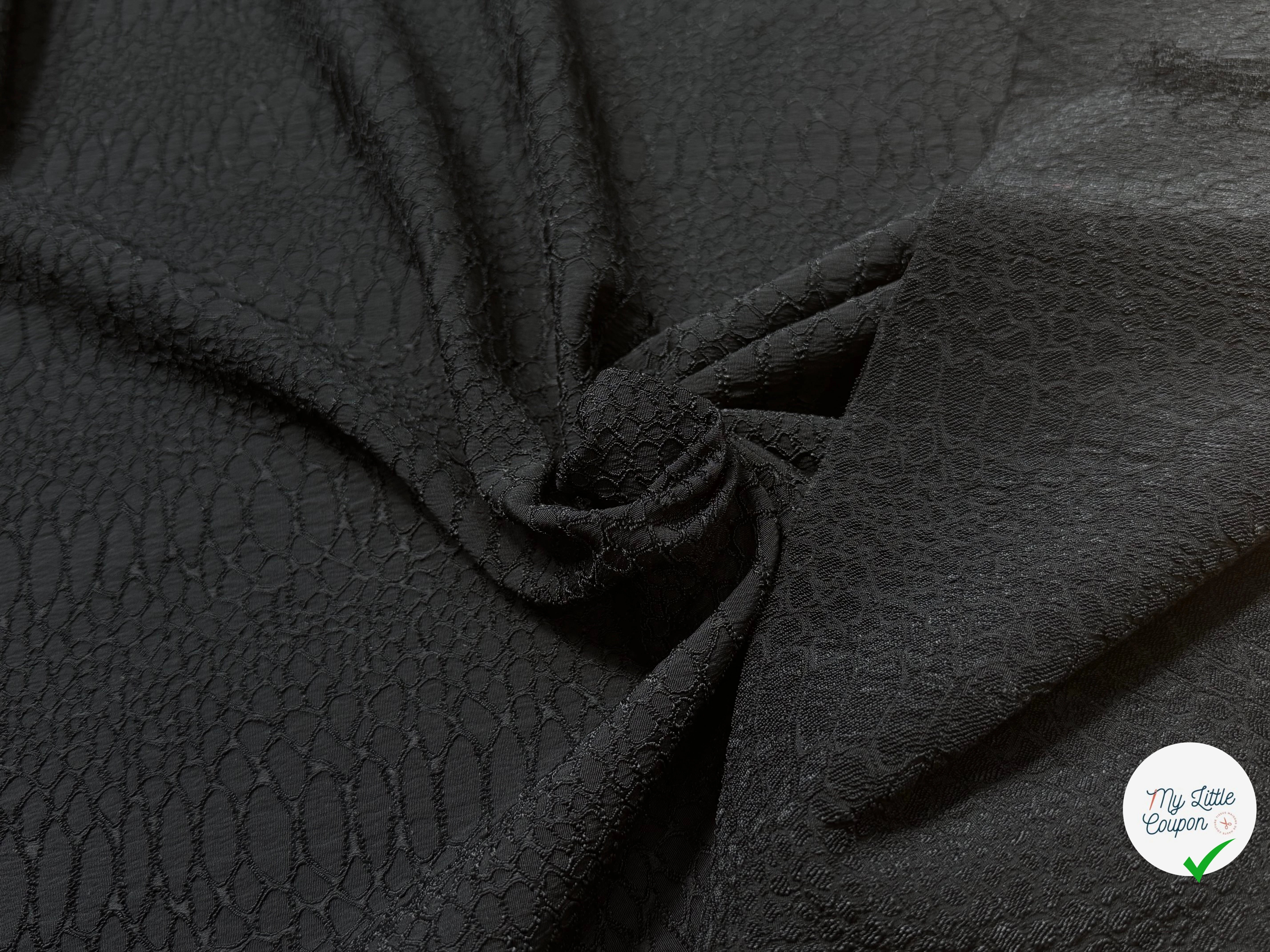 TOILE JACQUARD STRETCH NOIR 440 - My Little Coupon