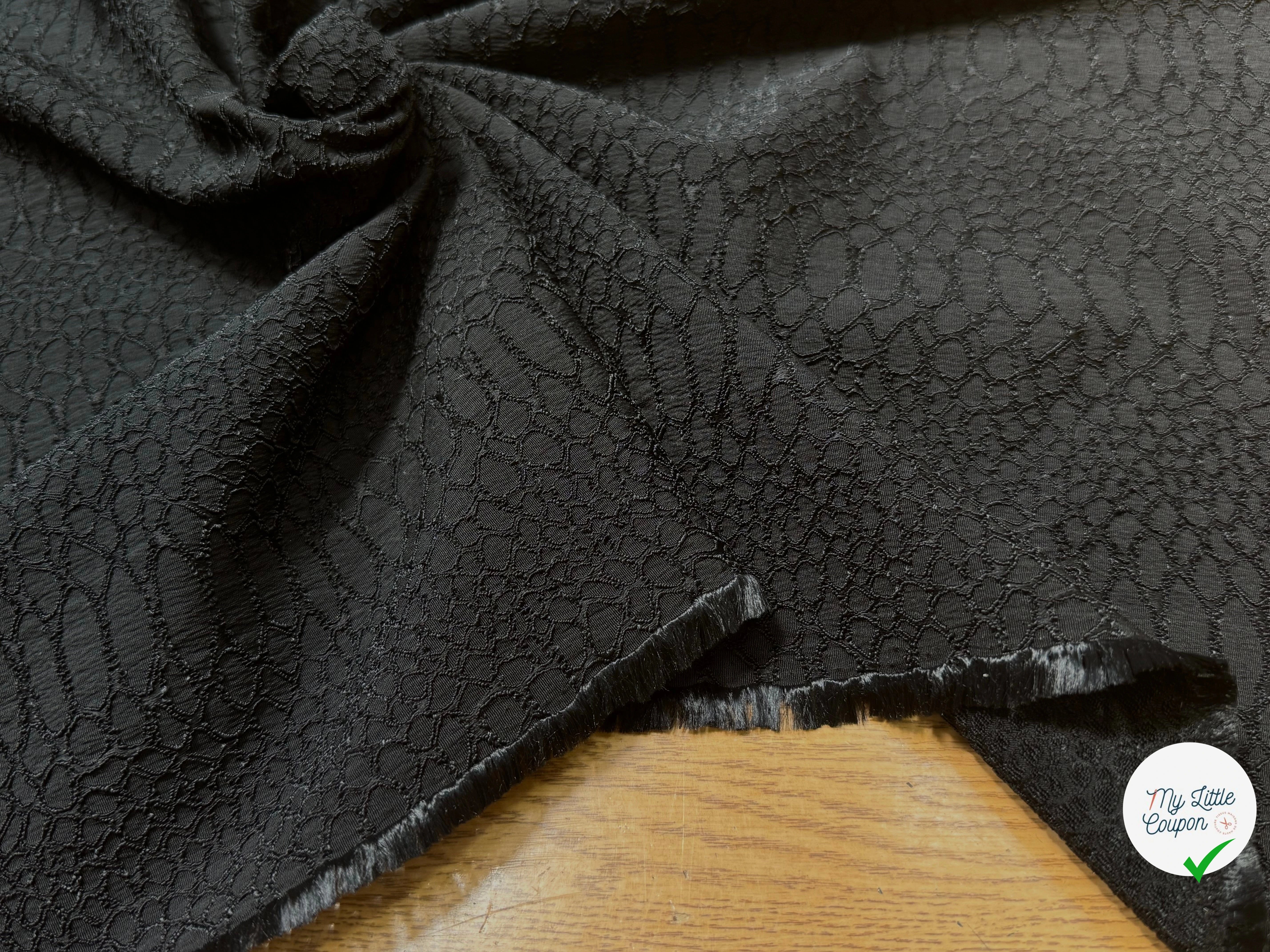 TOILE JACQUARD STRETCH NOIR 440 - My Little Coupon