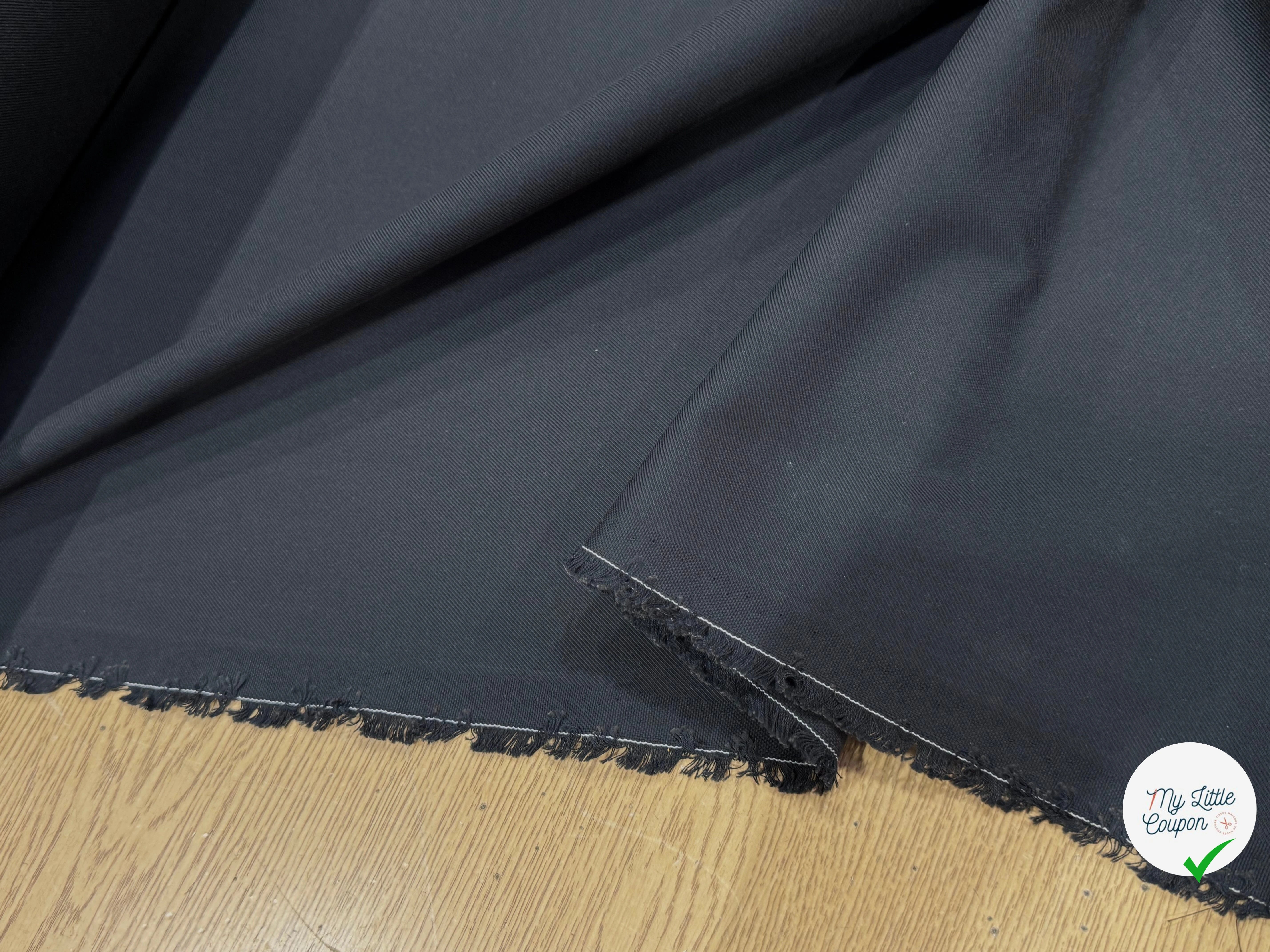 TOILE LOURDE SERGÉE NOIRE CRAQUELANTE 100% COTON - My Little Coupon