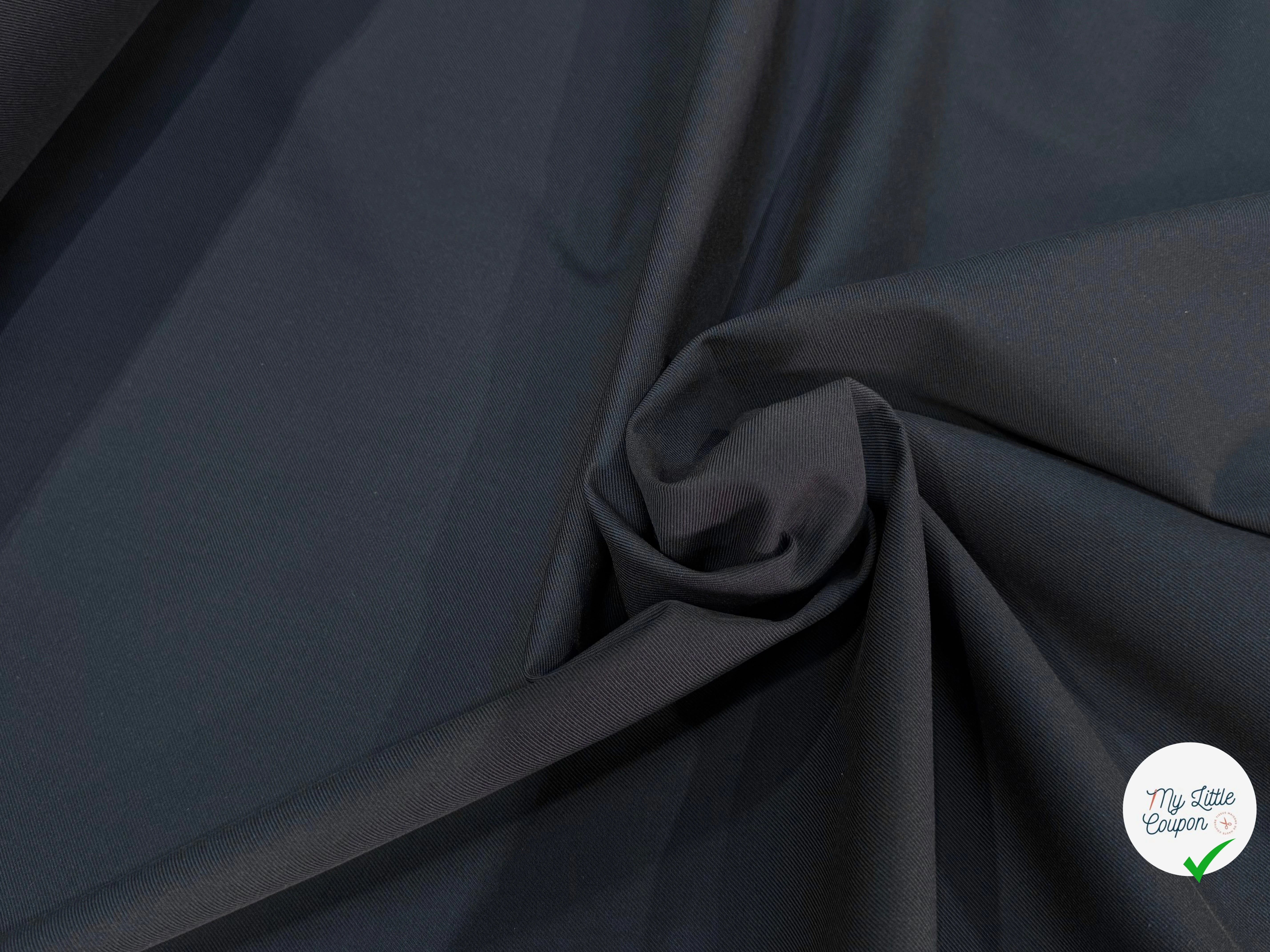 TOILE LOURDE SERGÉE NOIRE CRAQUELANTE 100% COTON - My Little Coupon