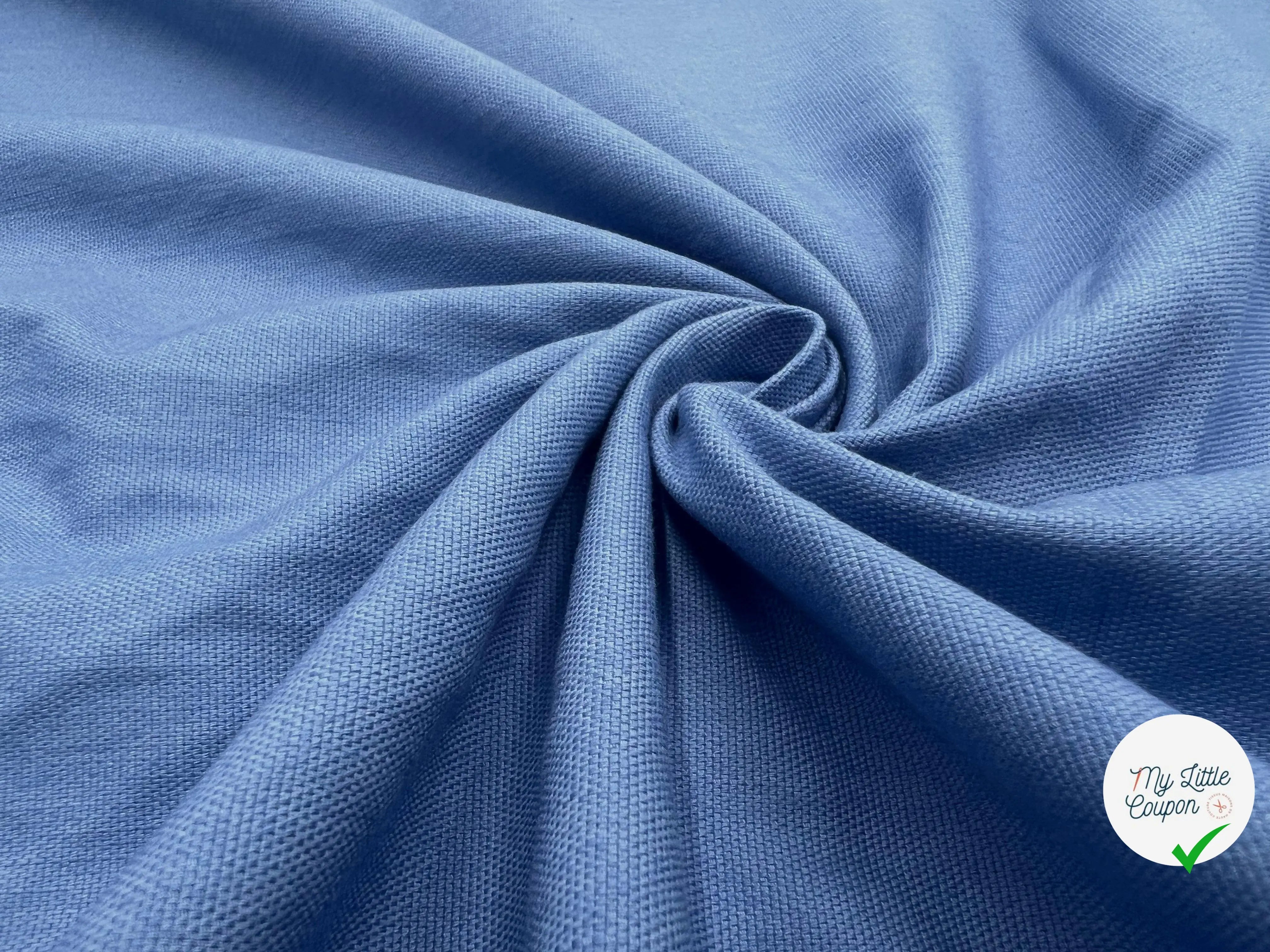 TOILE NATTÉE DE COTON STRETCH BLEU DE PRUSSE - My Little Coupon - tissu - coudre