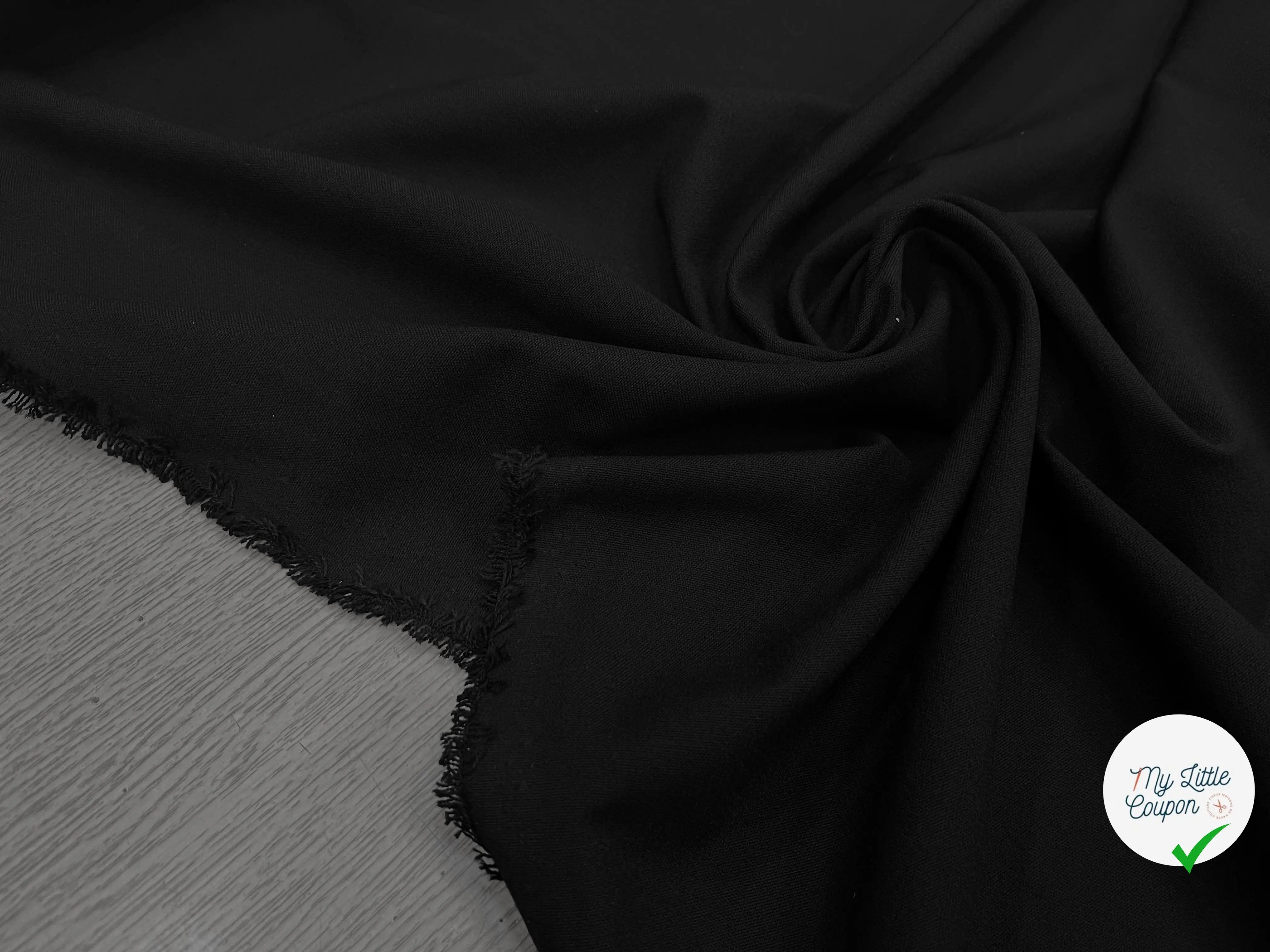 TOILE OWENS COUTURE FLUIDE STRETCH POLYVISCOSE UNI NOIR - My Little Coupon