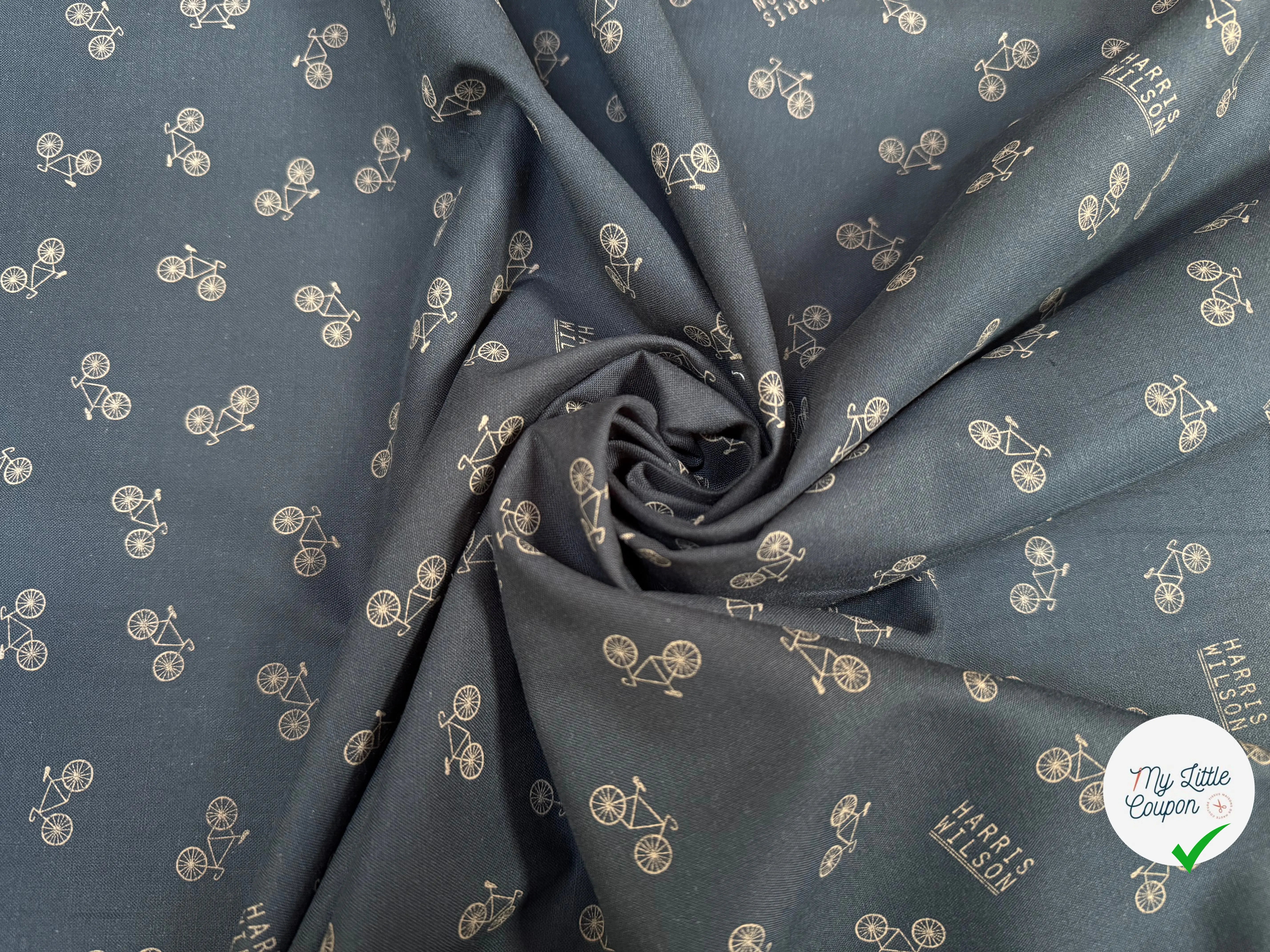 TOILE PANAMA COTON PETIT VÉLO NAVY - My Little Coupon