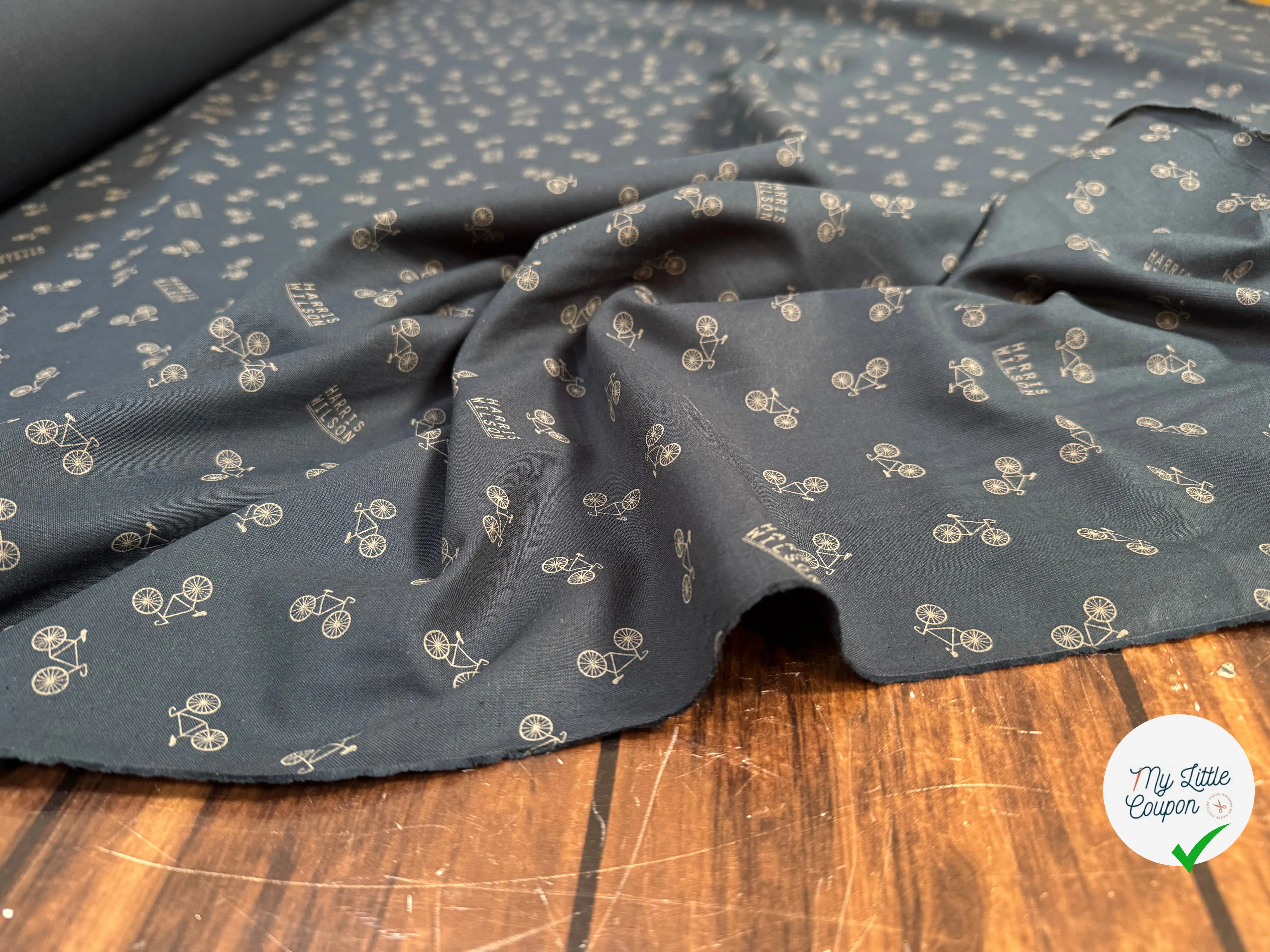 TOILE PANAMA COTON PETIT VÉLO NAVY - My Little Coupon