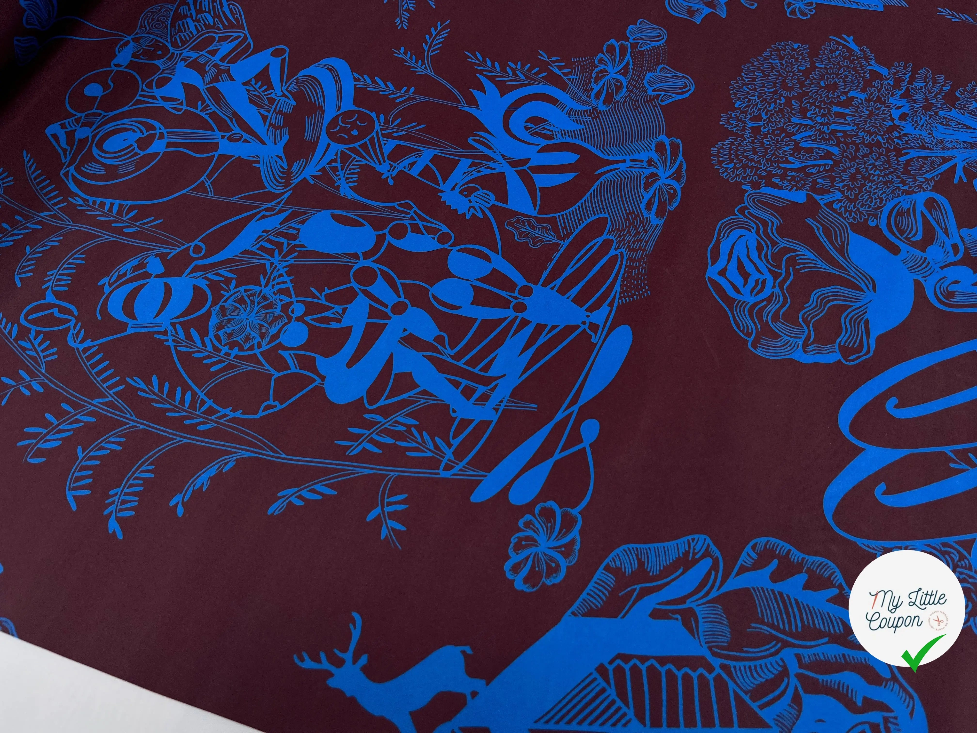 TOILE PARKA MOTIF CREATORE MARRON ET BLEU - My Little Coupon