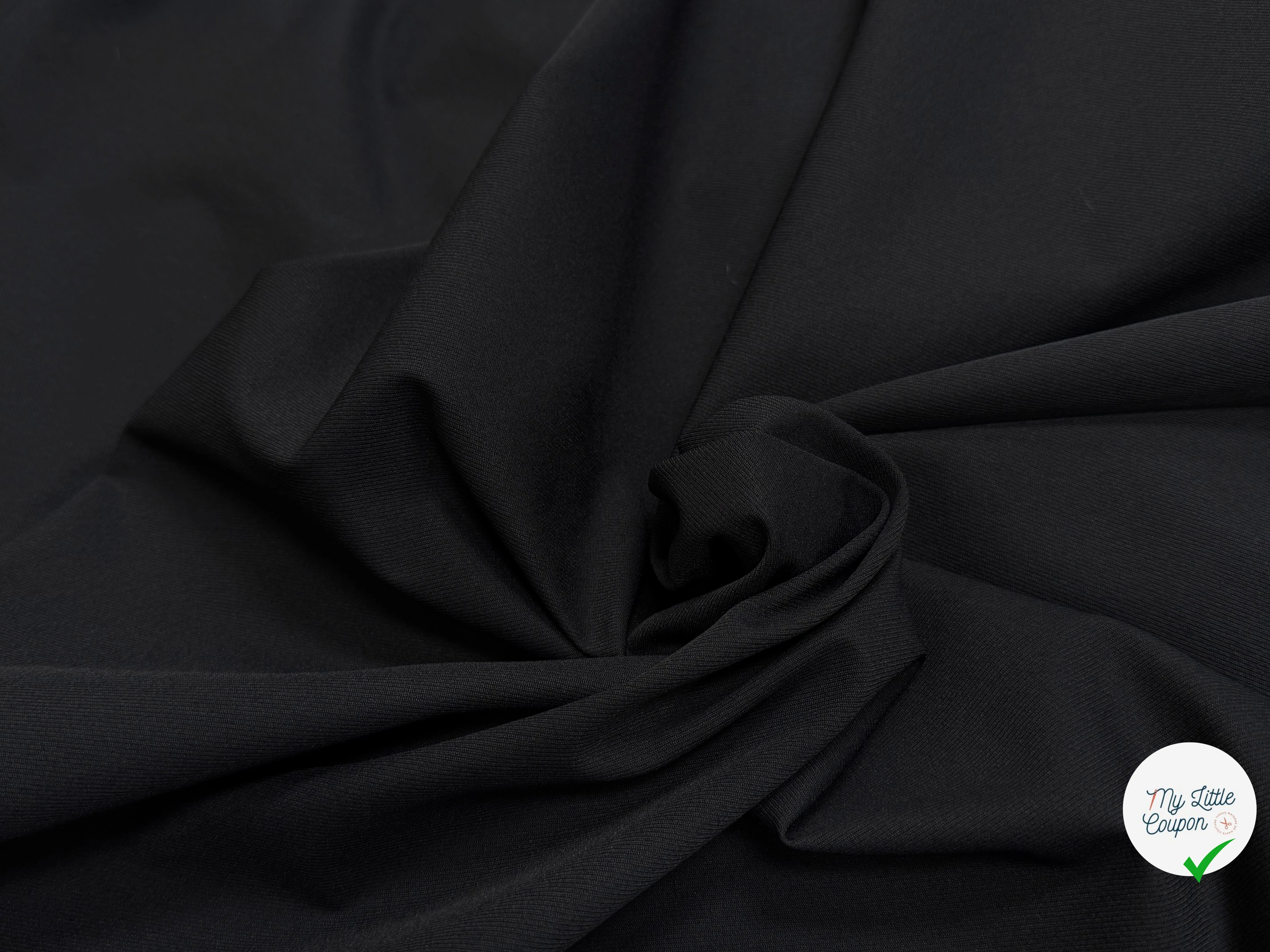 TOILE POLYAMIDE SERGÉE ULTRA STRETCH NOIR - My Little Coupon