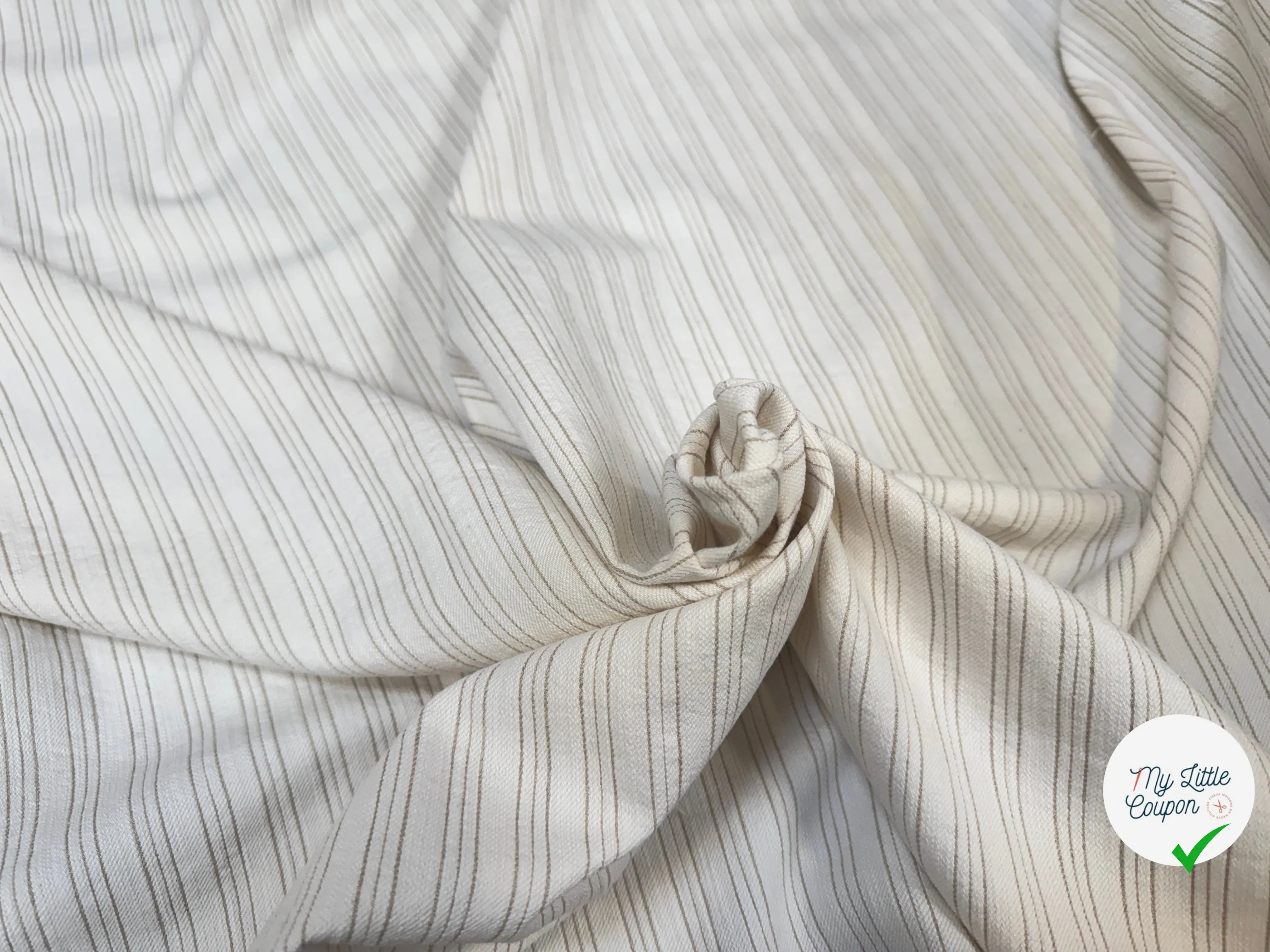 TOILE RAYÉE LIN COTON DRILL ÉCRU - My Little Coupon