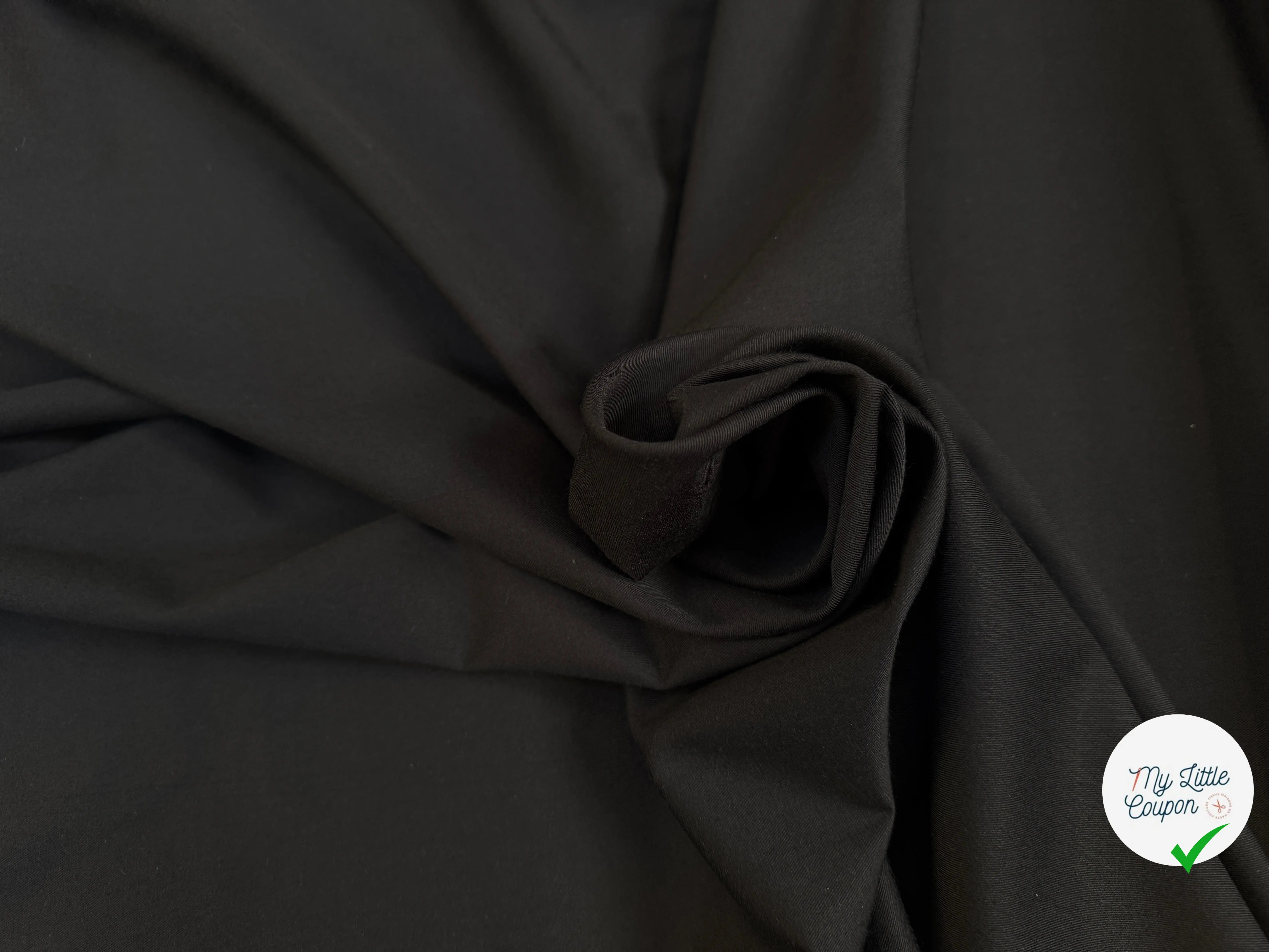 TOILE STRETCH VISCOSE LYOCELL FINEMENT SERGÉ FOLGAROLAS NOIR - My Little Coupon