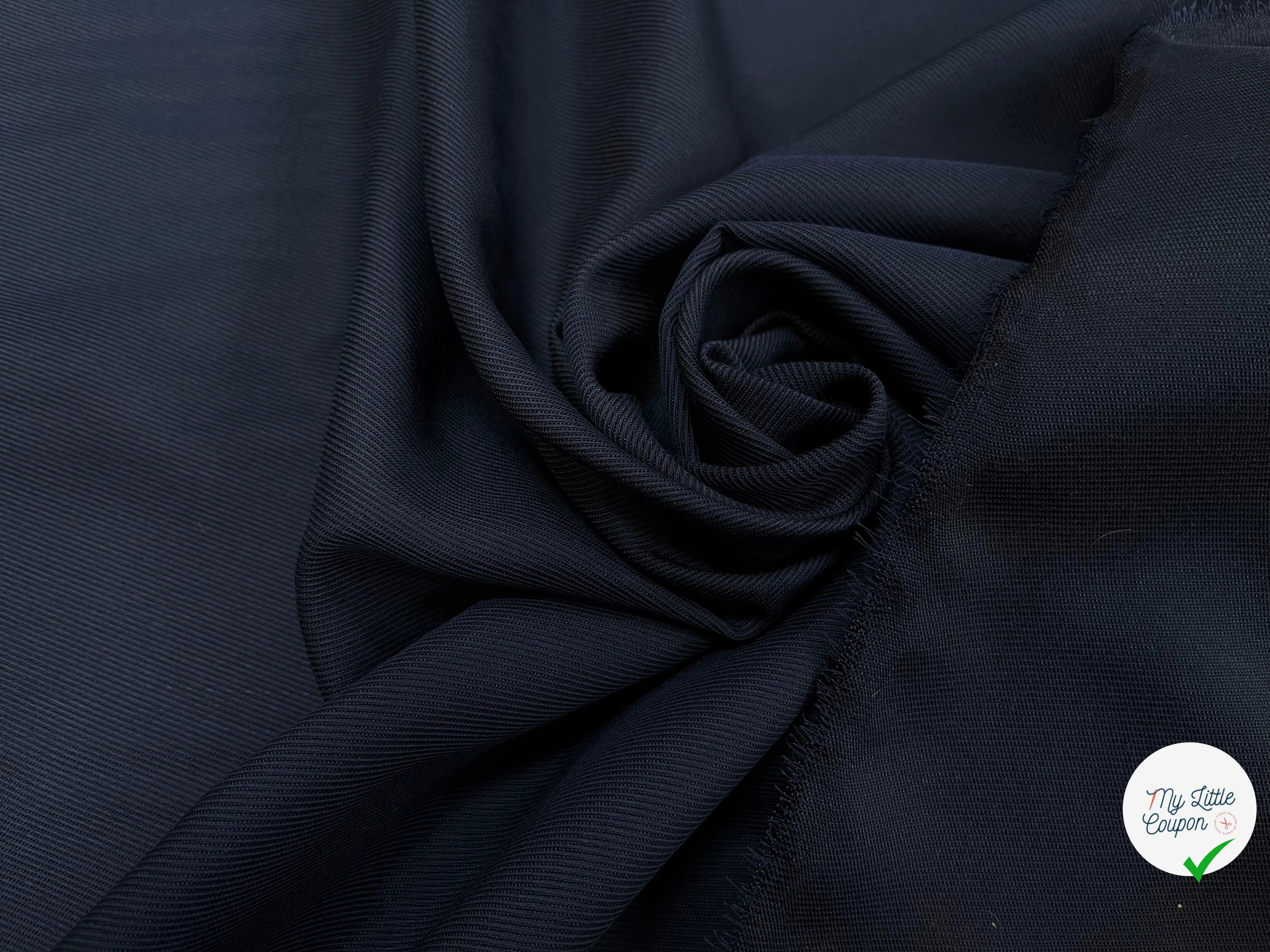 TOILE STRIÉE 60% VISCOSE BLEU MARINE - My Little Coupon