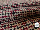 TOILE SUPERBE TENUE COTON PIED DE POULE BURGUNDY NOIR FOND CRÈME - My Little Coupon