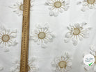 TULLE REBRODÉE FLEURS COUSUES BLANC ET MÉTAL DORÉ - My Little Coupon - tissu - coudre