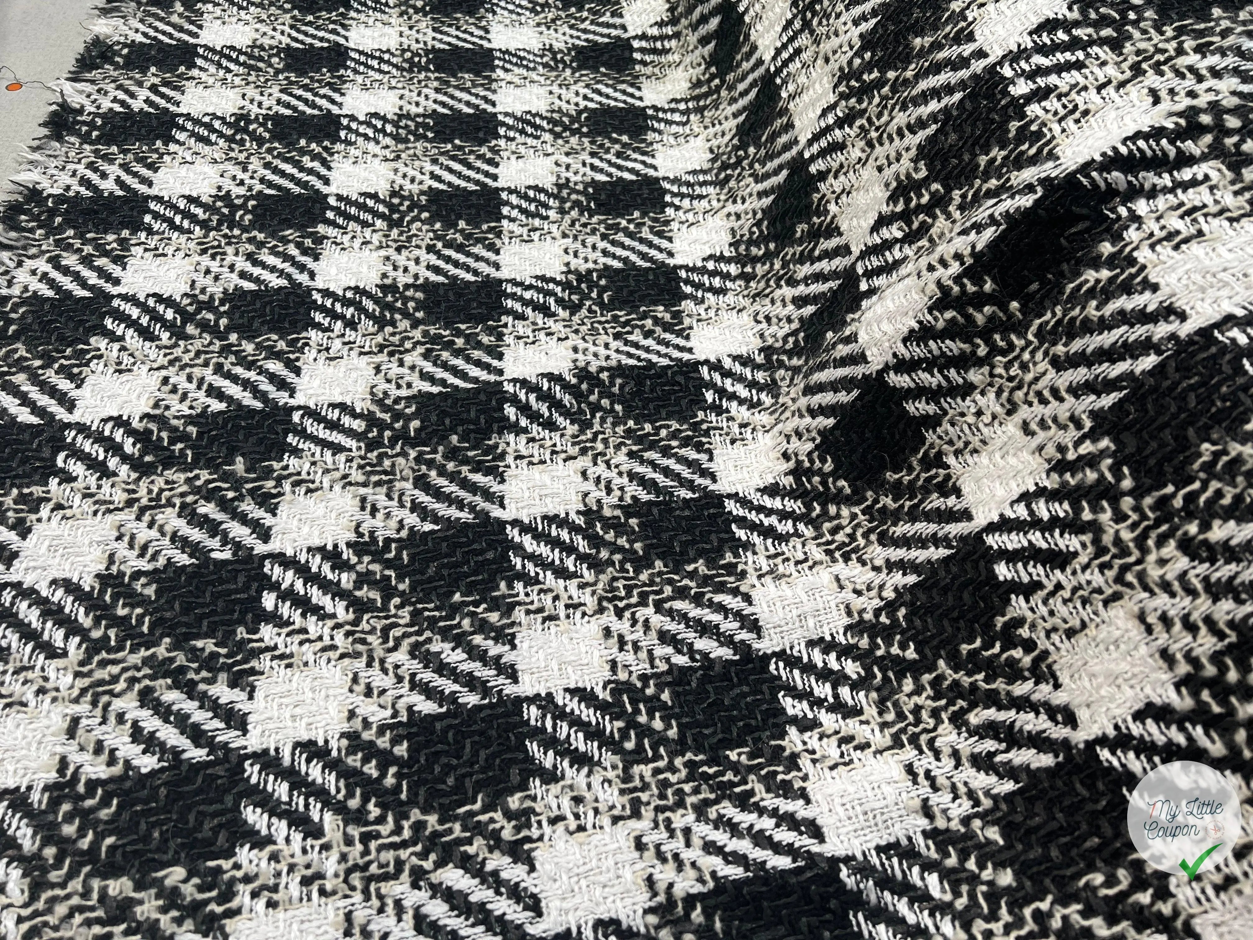 TWEED ASSEMBLAGE DE GRANDS CARREAUX NOIRS ET BLANCS - My Little Coupon - tissu - coudre