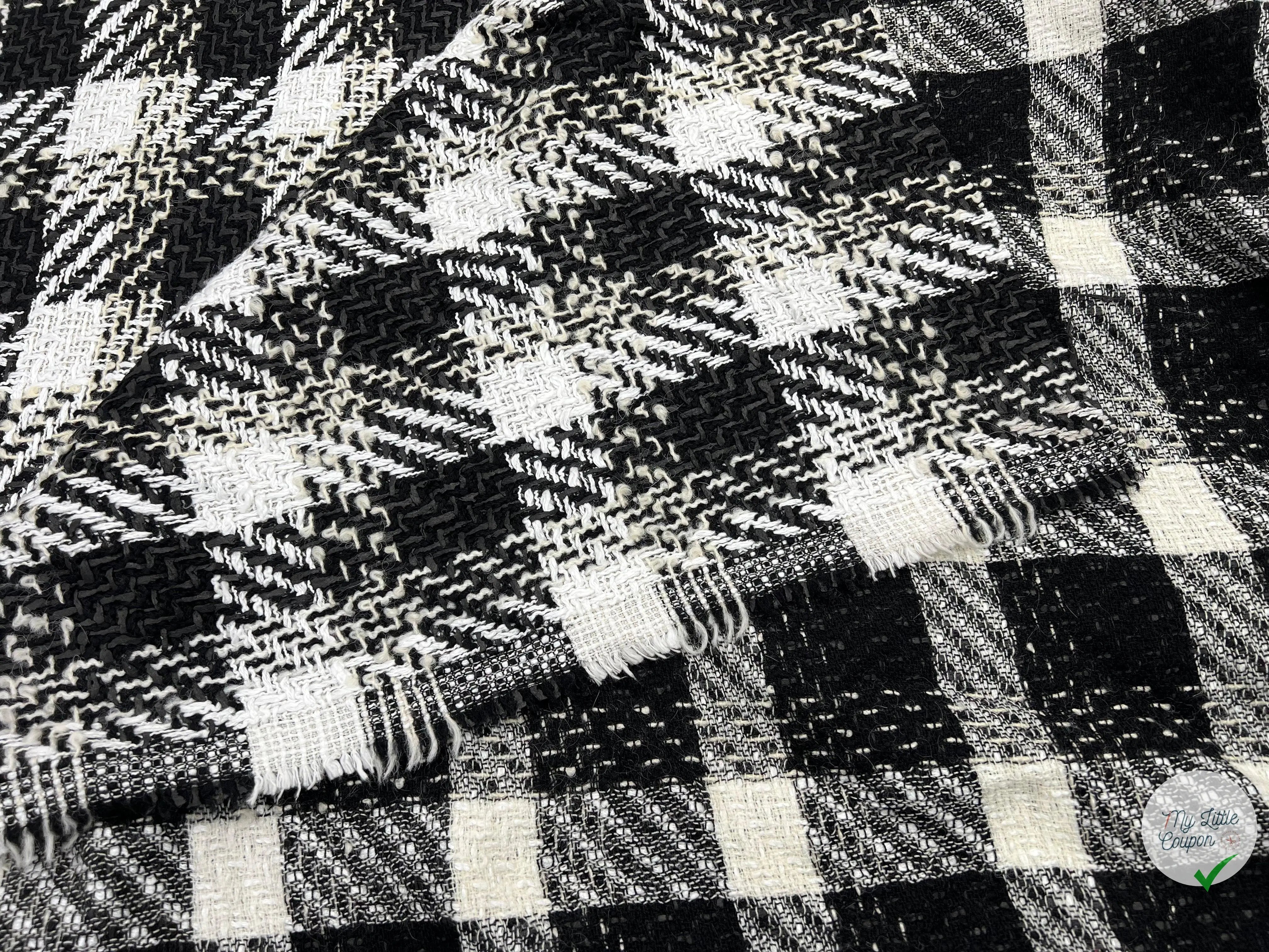 TWEED ASSEMBLAGE DE GRANDS CARREAUX NOIRS ET BLANCS - My Little Coupon - tissu - coudre