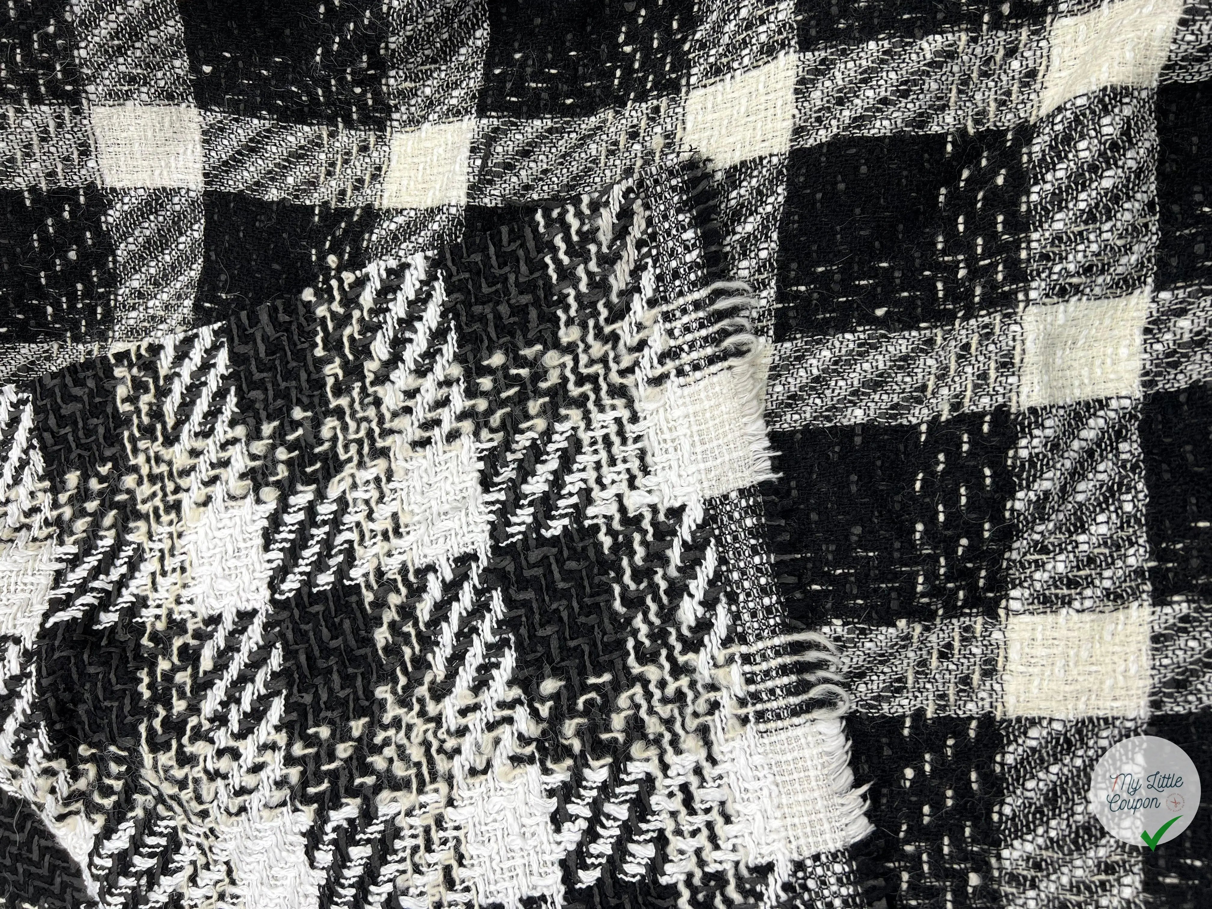 TWEED ASSEMBLAGE DE GRANDS CARREAUX NOIRS ET BLANCS - My Little Coupon - tissu - coudre
