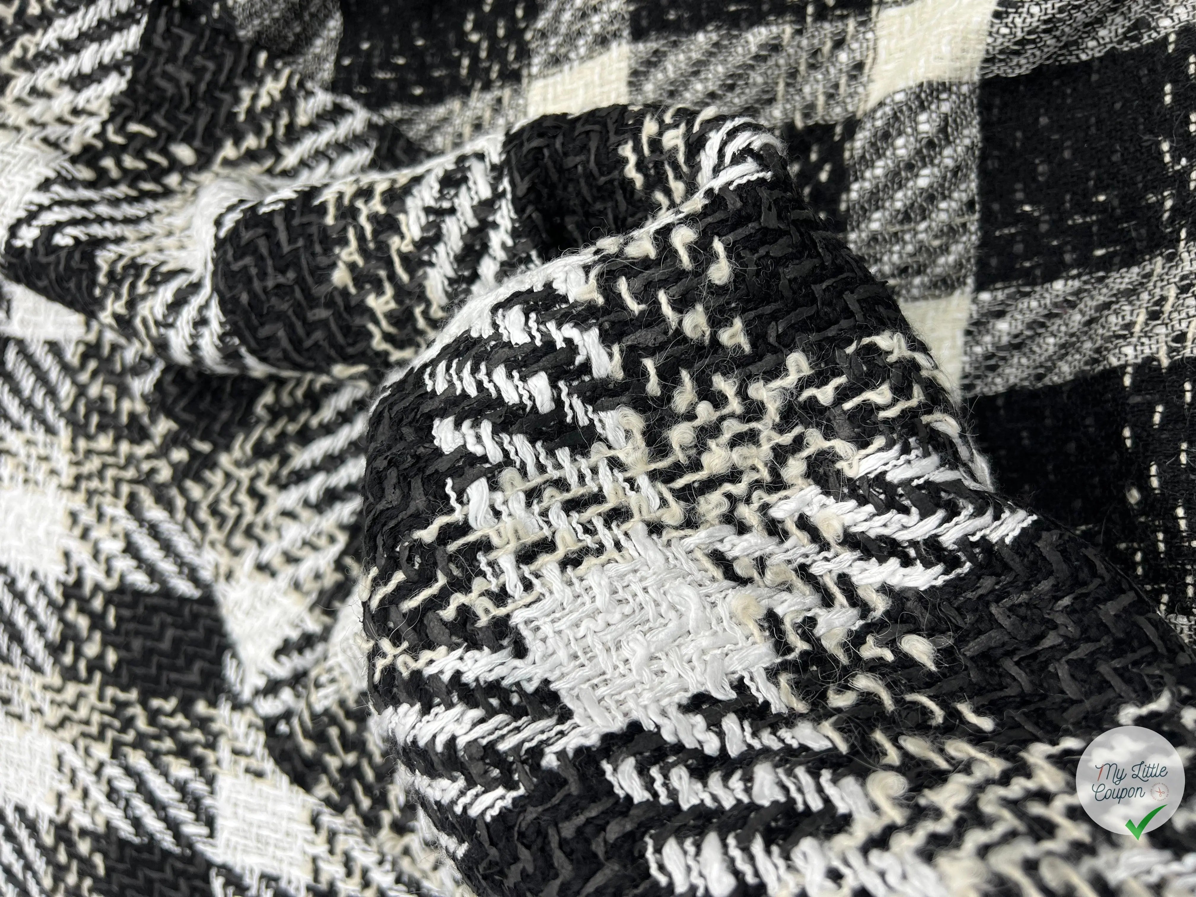 TWEED ASSEMBLAGE DE GRANDS CARREAUX NOIRS ET BLANCS - My Little Coupon - tissu - coudre
