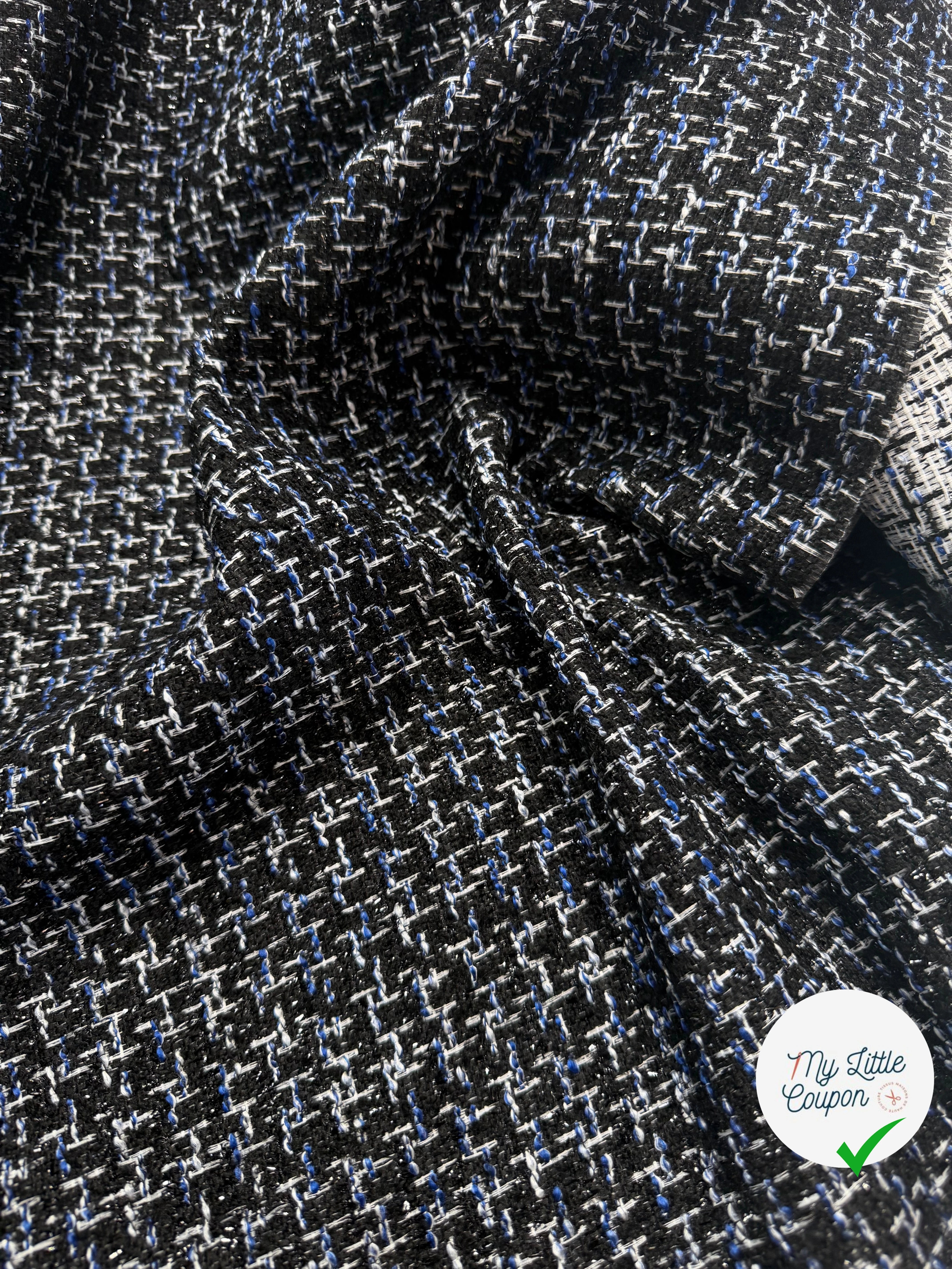 TWEED BLACK & BLUE 19%VISCOSE - My Little Coupon