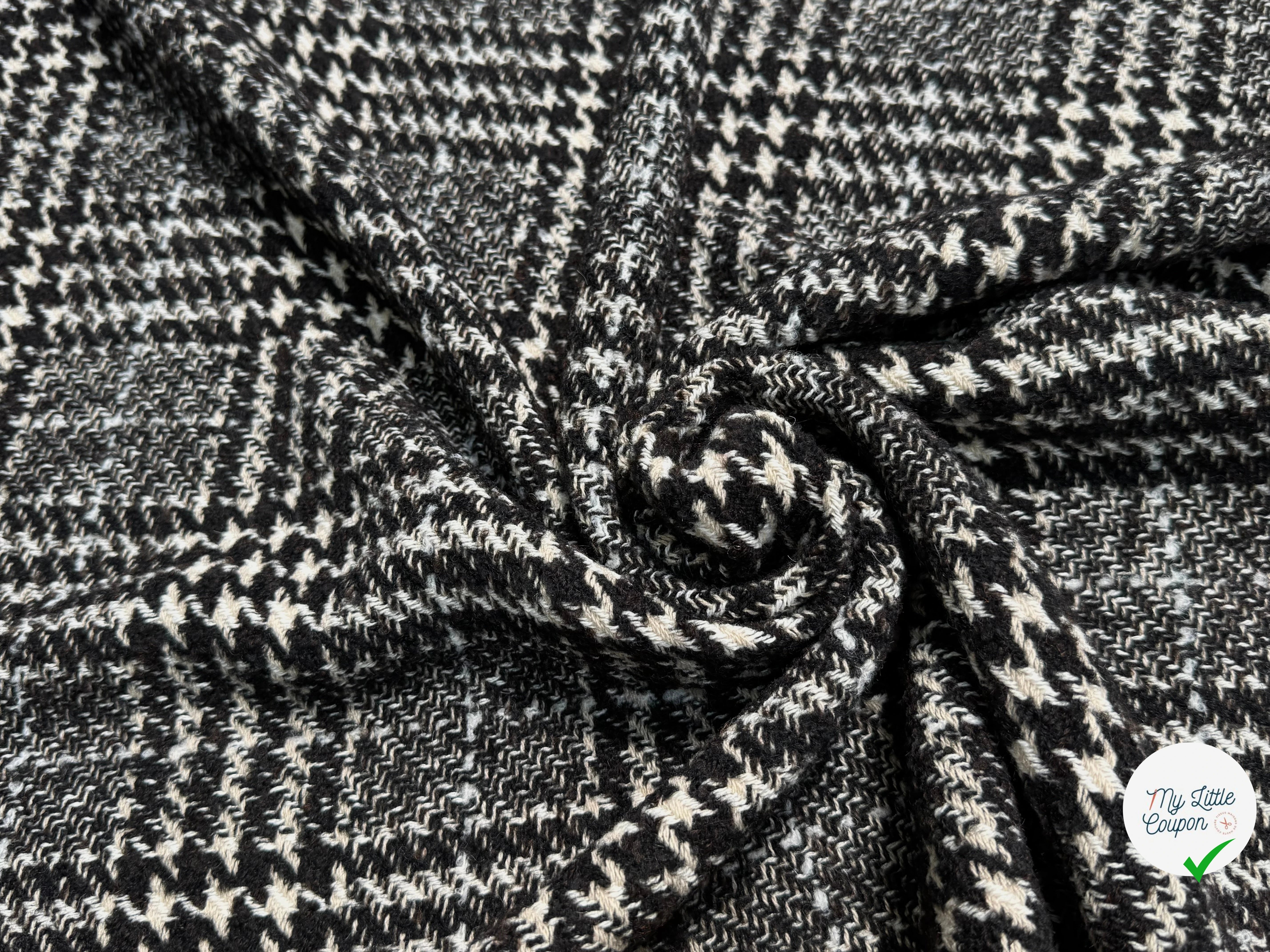 TWEED BLOUCLETTE TEXQUEBEC 25% LAINE NOIRBLANC PIED DE COQ - My Little Coupon