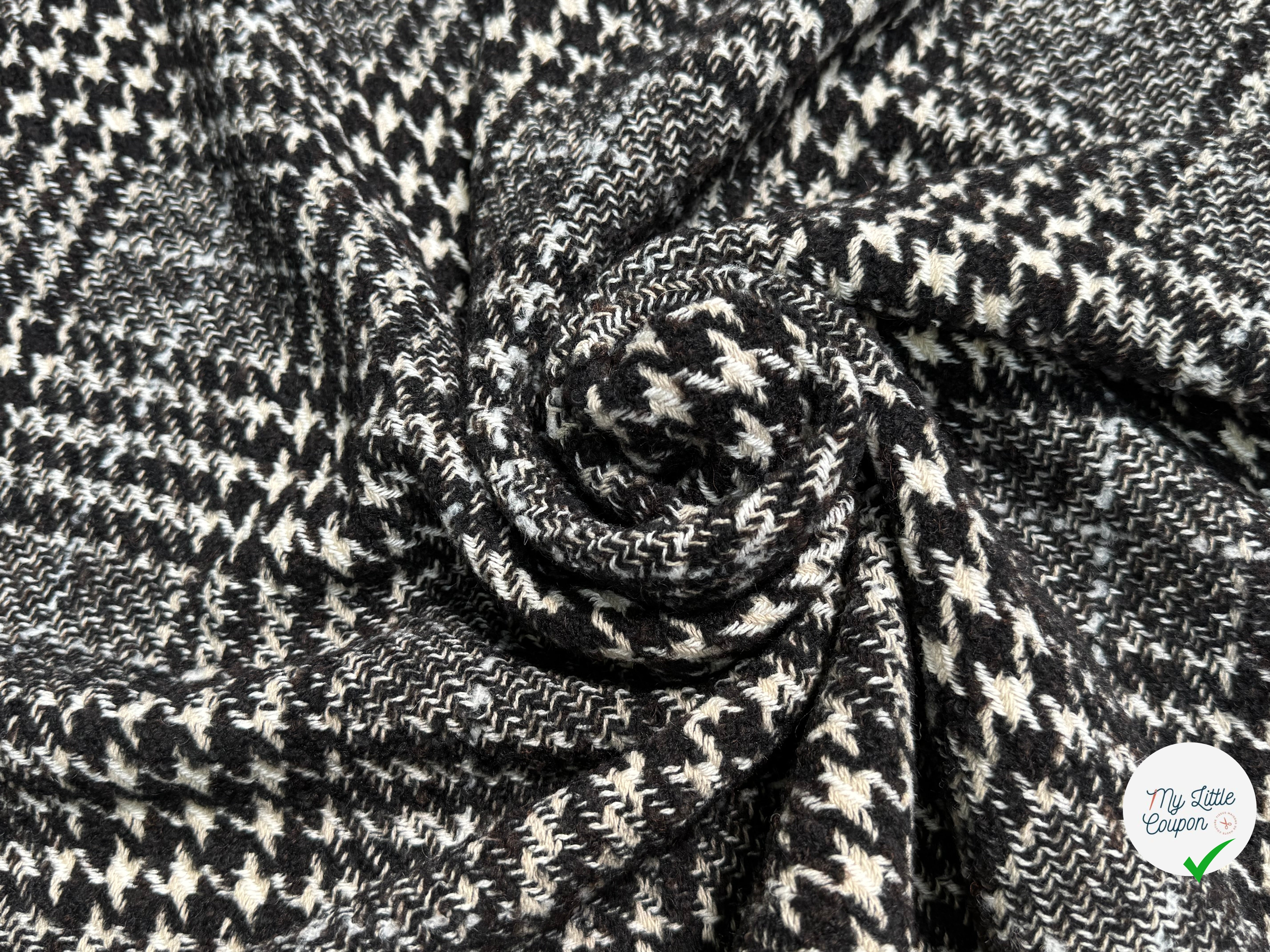 TWEED BLOUCLETTE TEXQUEBEC 25% LAINE NOIRBLANC PIED DE COQ - My Little Coupon