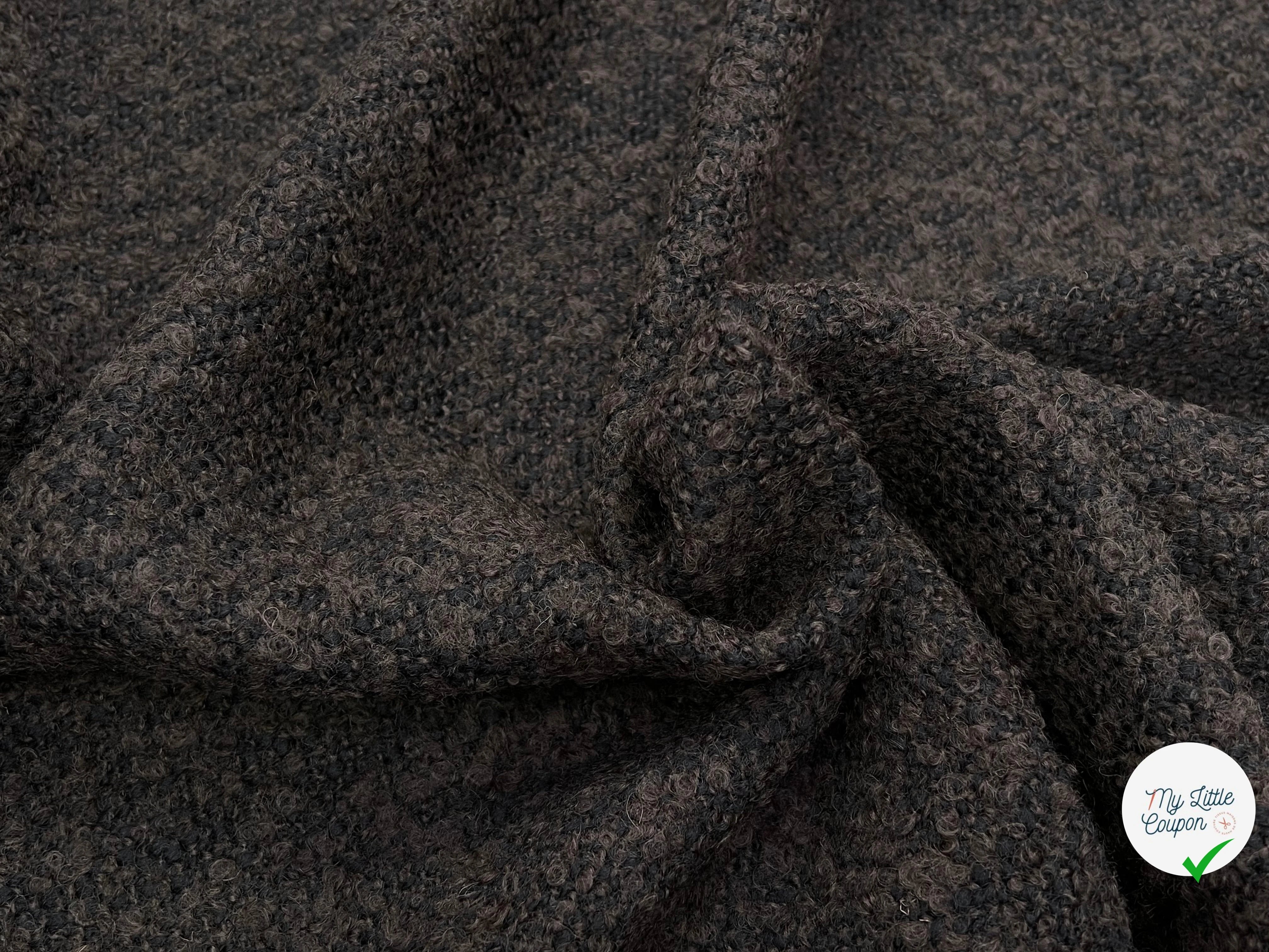 TWEED BOUCLETTE 100% LAINE MARRON - My Little Coupon