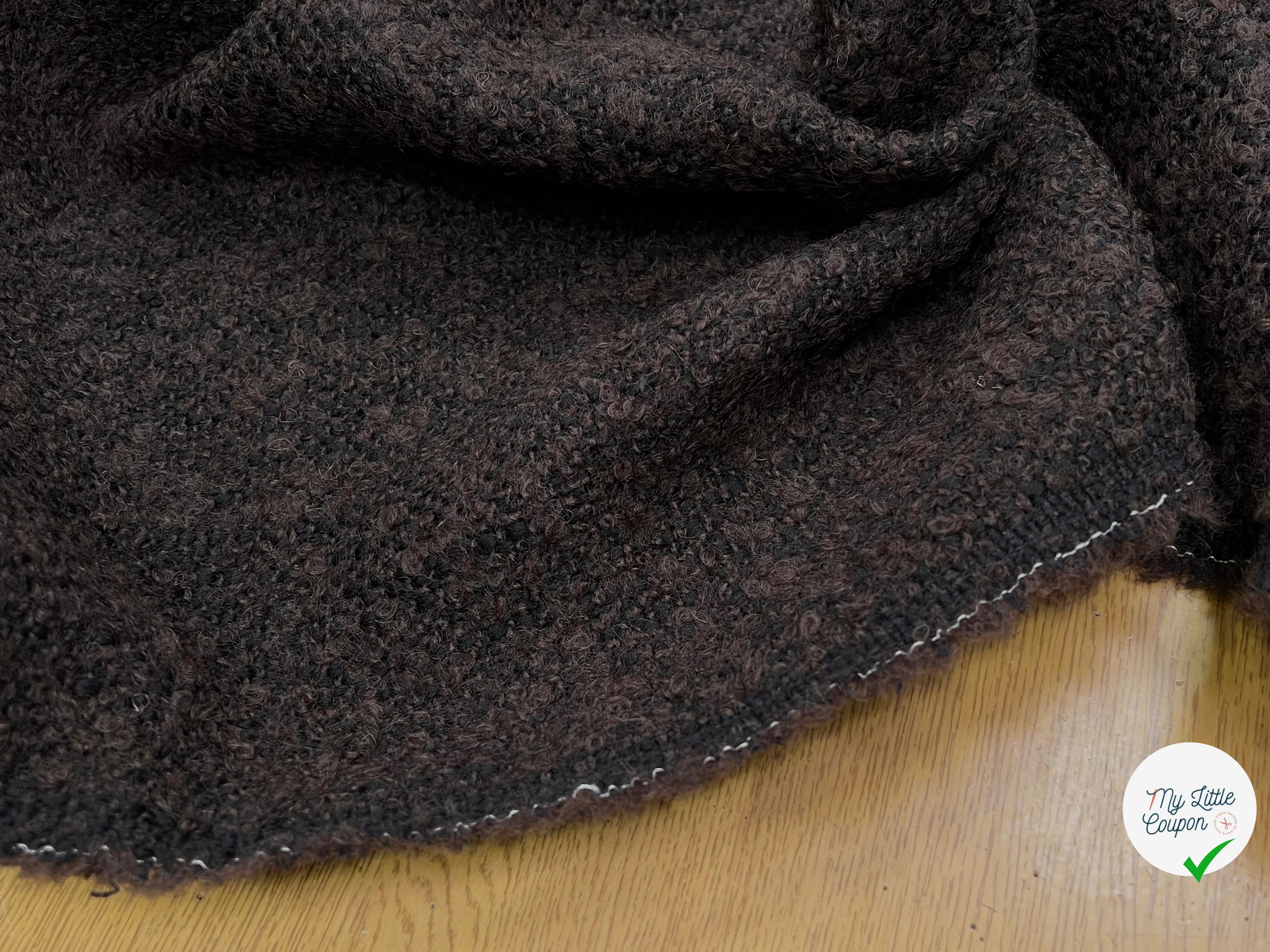 TWEED BOUCLETTE 100% LAINE MARRON - My Little Coupon