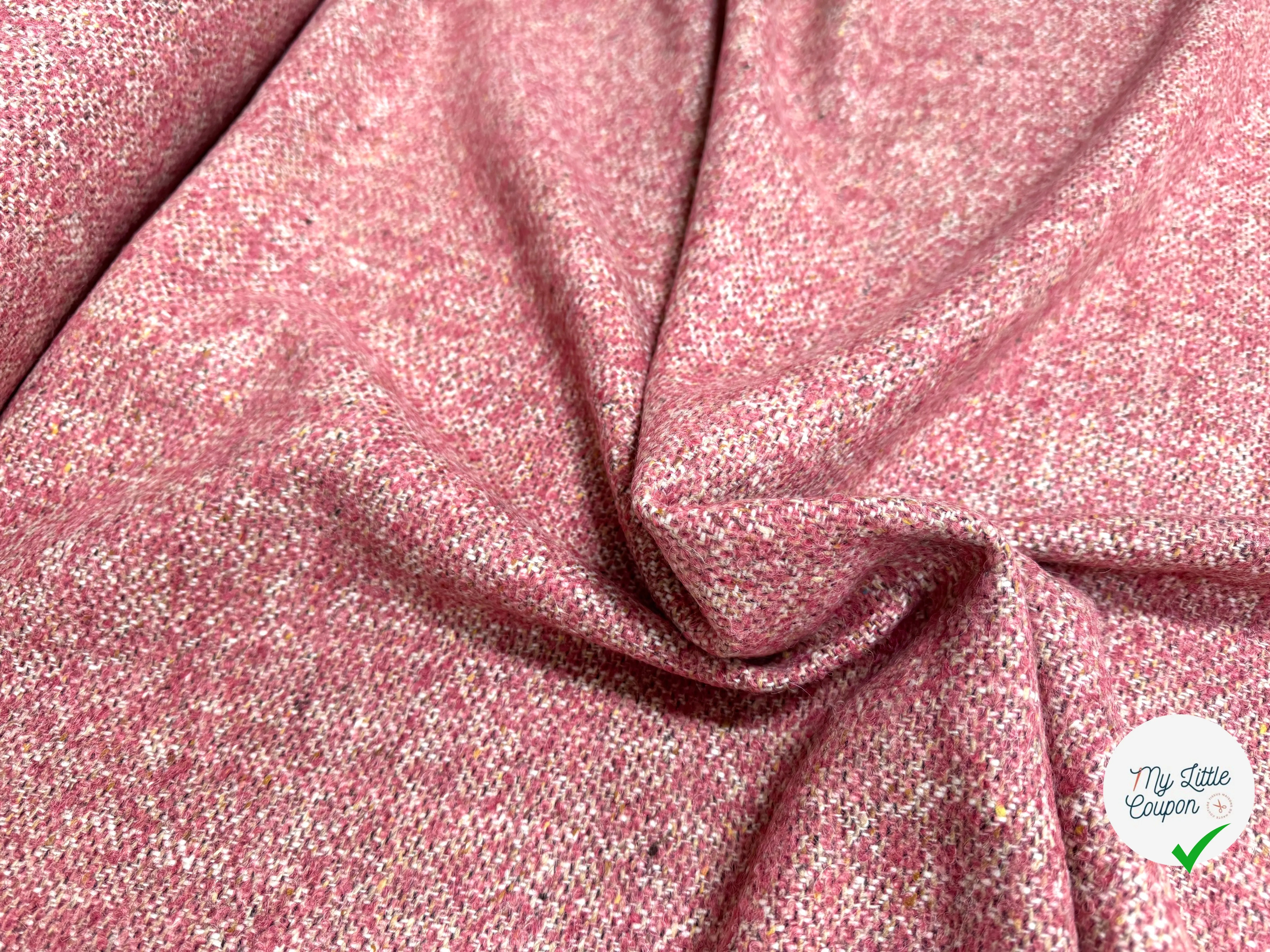 TWEED BOUCLETTE 100% LAINE ROSE CHIC TAILLEUR - My Little Coupon