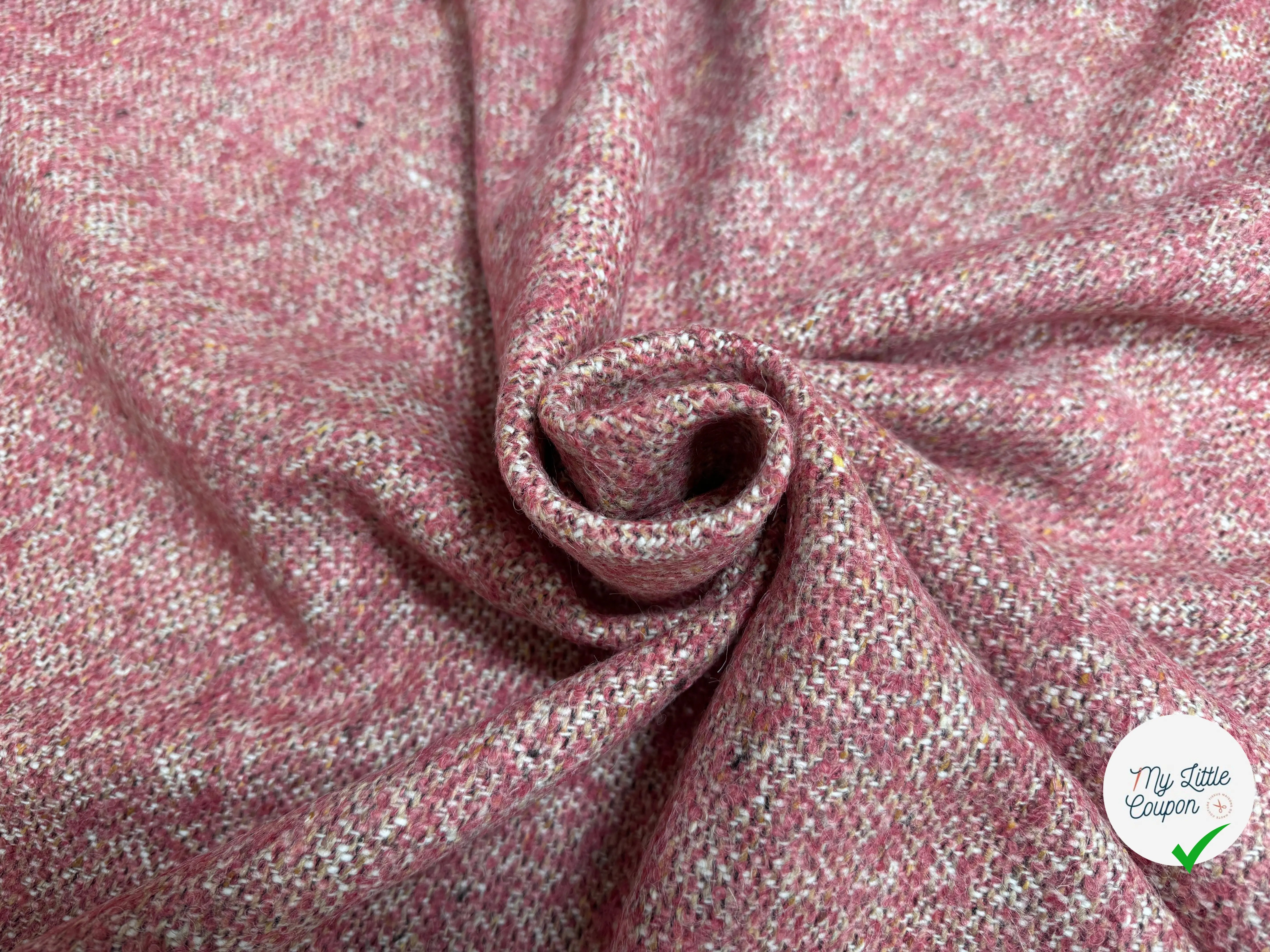 TWEED BOUCLETTE 100% LAINE ROSE CHIC TAILLEUR - My Little Coupon